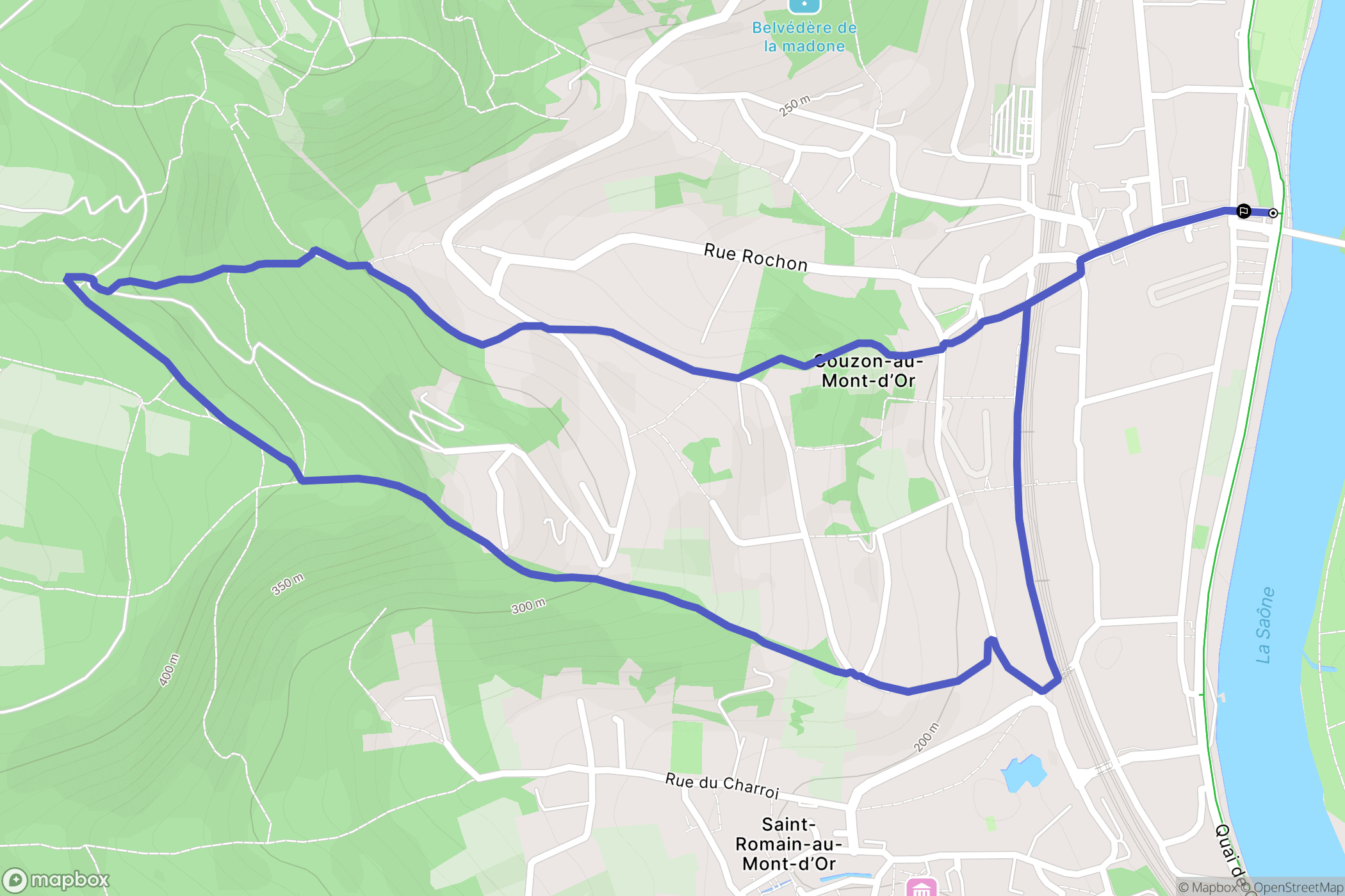 Couzon-au-Mont-d'Or : carte du parcours de randonnée - France