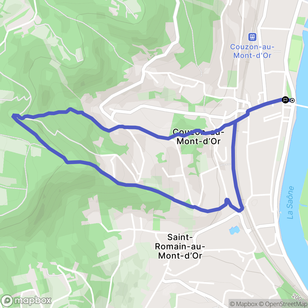 Couzon-au-Mont-d'Or : carte du parcours de randonnée - France