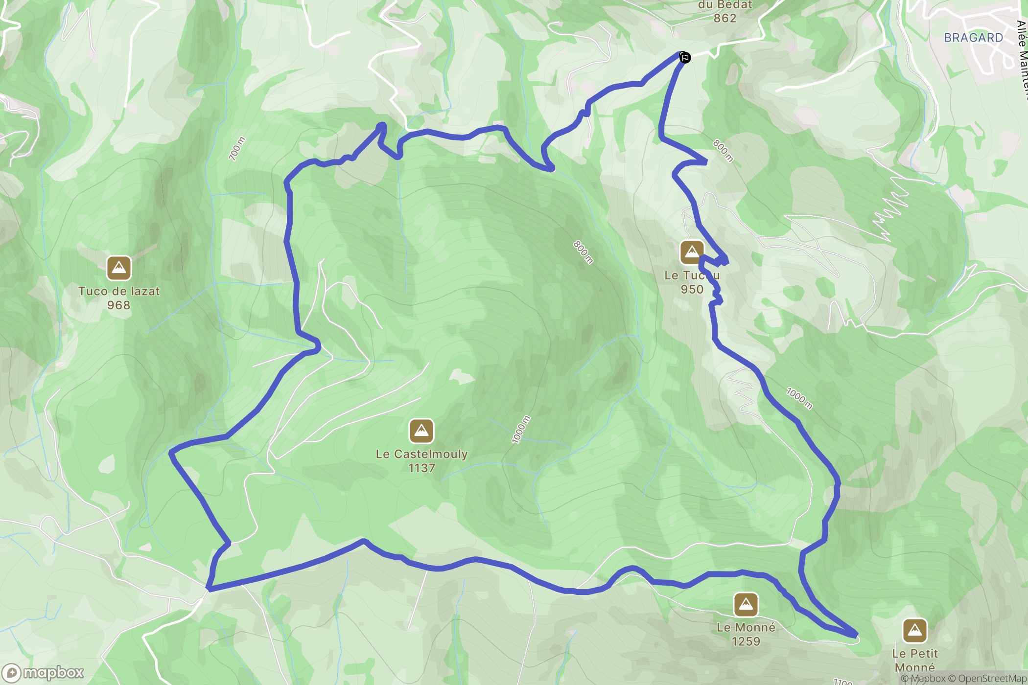 Bagnères-de-Bigorre : carte du parcours de randonnée - France