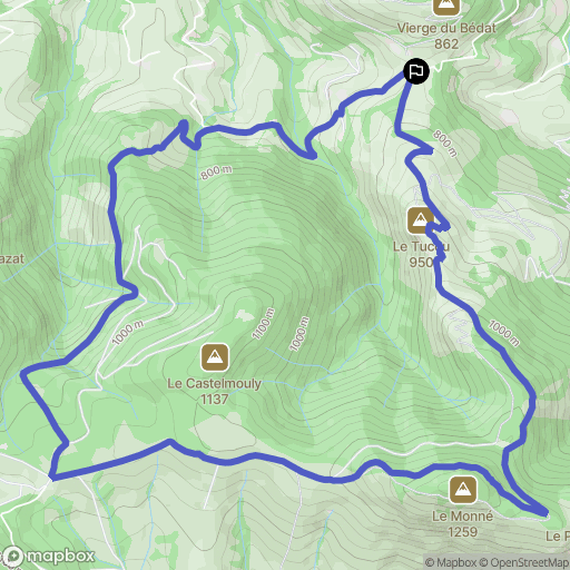 Bagnères-de-Bigorre : carte du parcours de randonnée - France