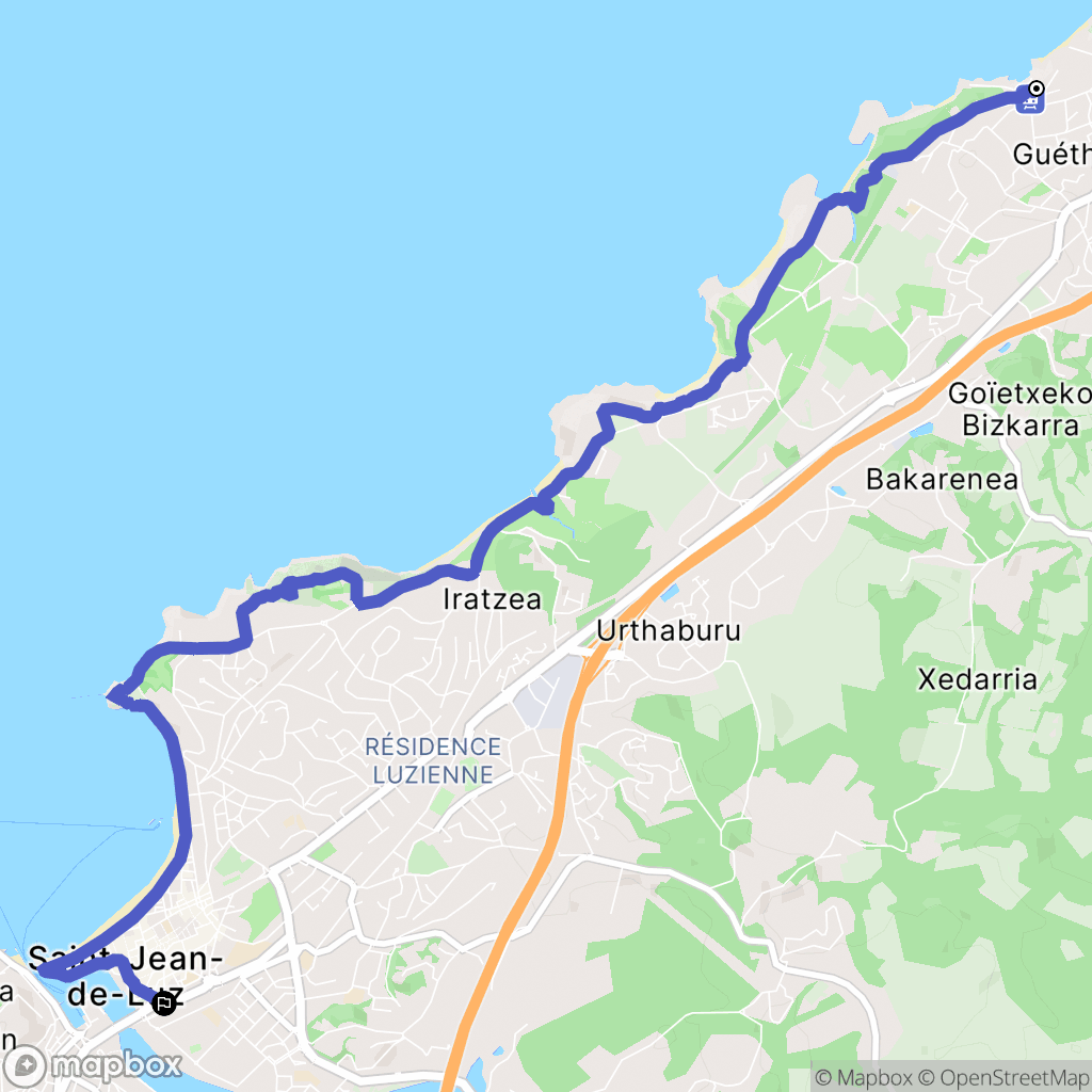 Guéthary : carte du parcours de randonnée - France