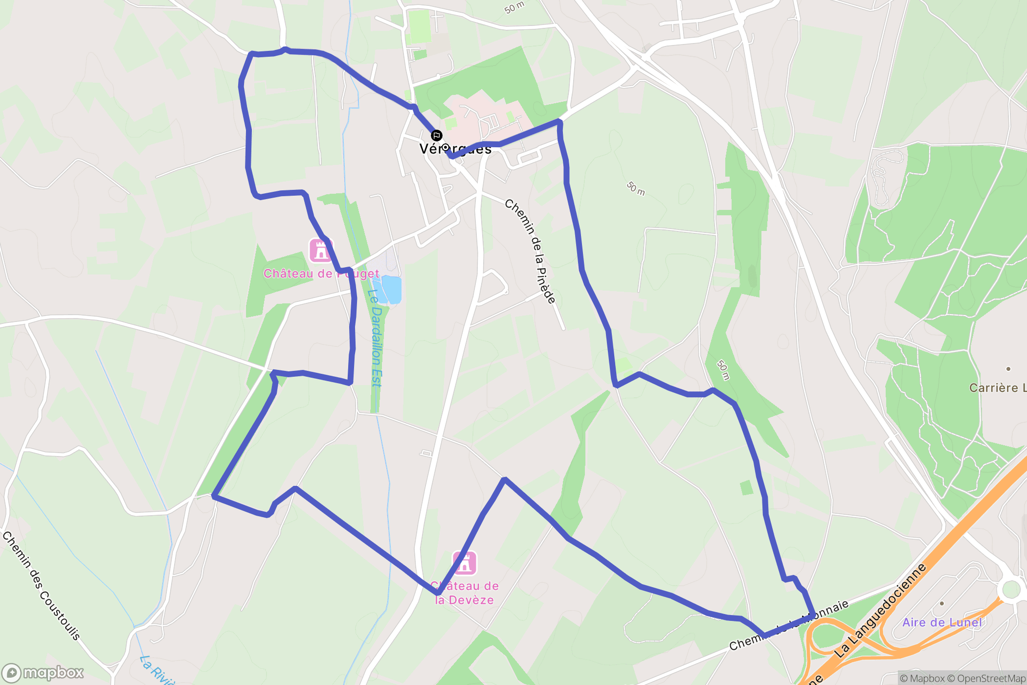 Entre-Vignes : carte du parcours de randonnée - France