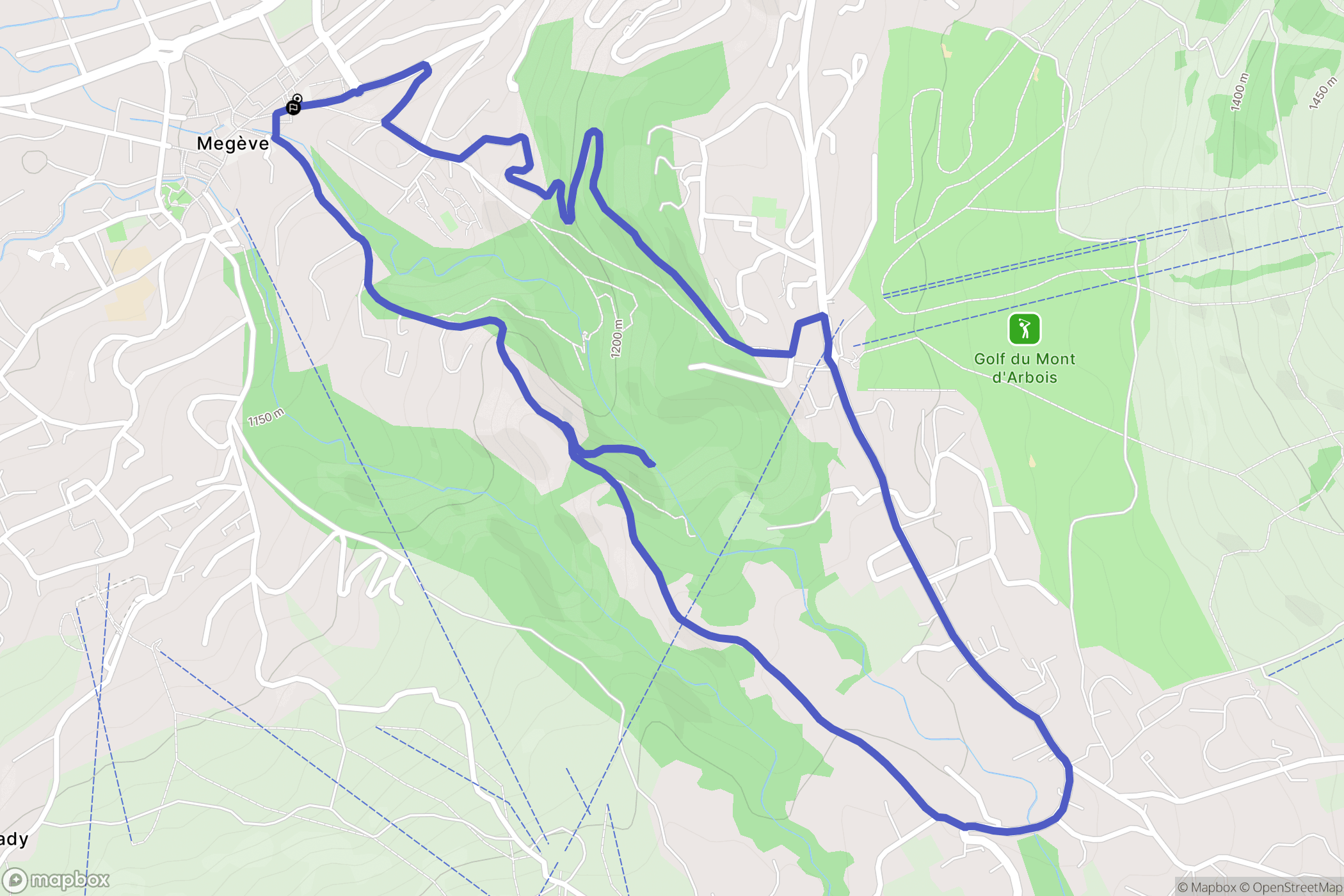 Megève : carte du parcours de randonnée - France