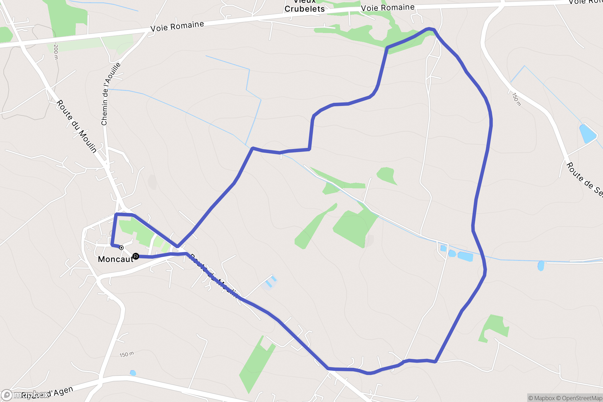 Moncaut : carte du parcours de randonnée - France