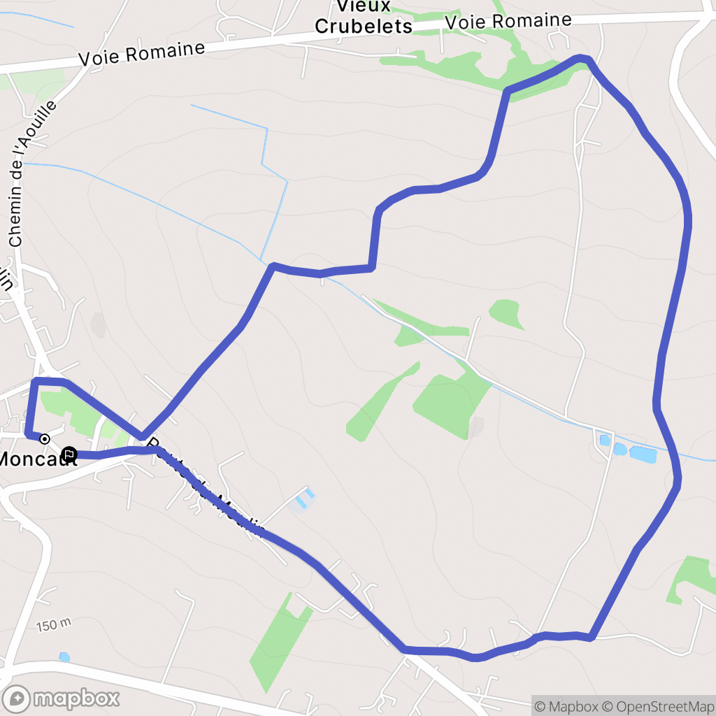 Moncaut : carte du parcours de randonnée - France