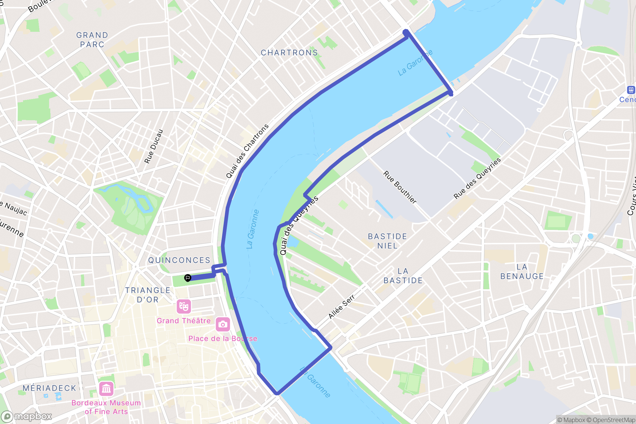Bordeaux : carte du parcours de randonnée - France