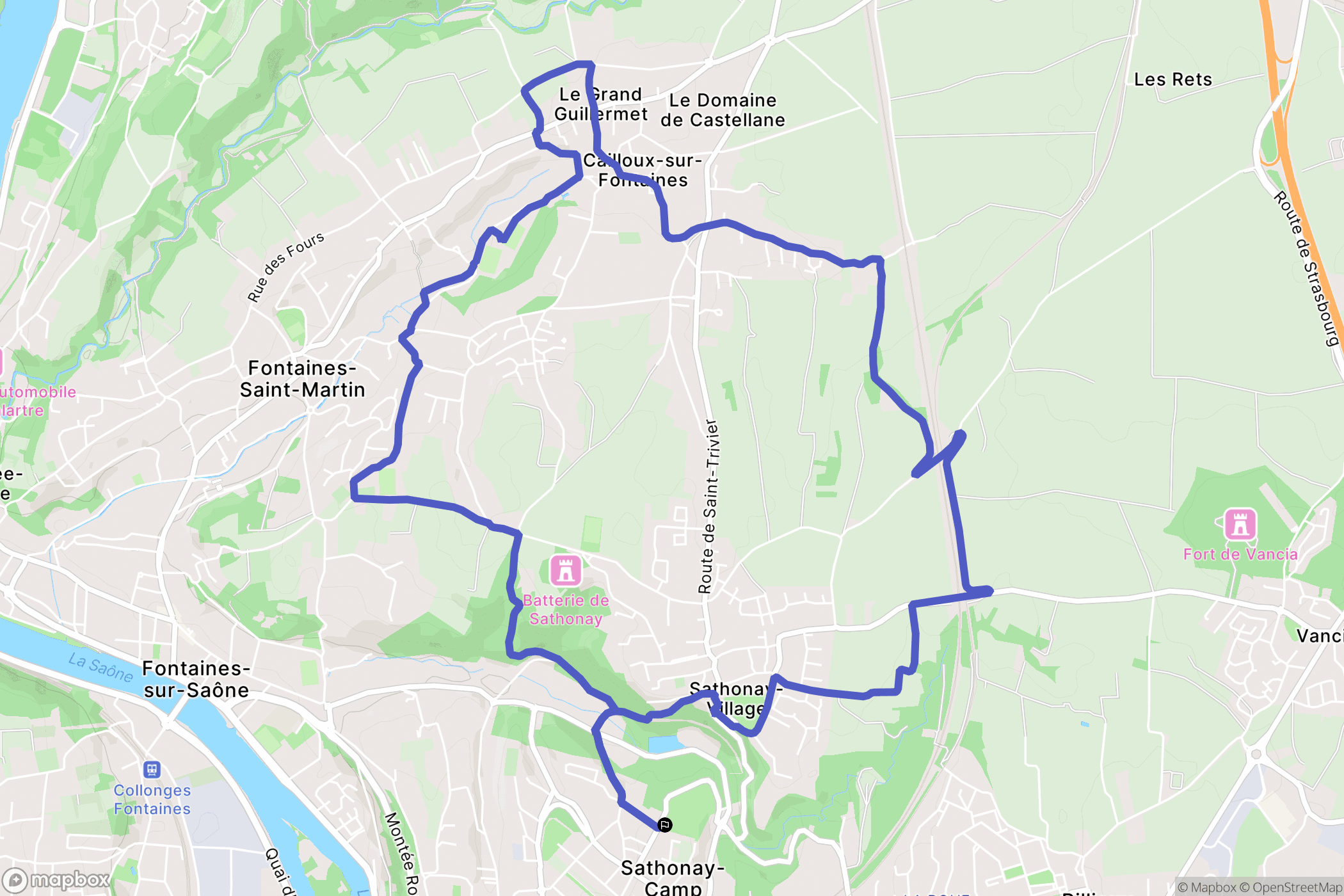 Sathonay-Camp : carte du parcours de randonnée - France