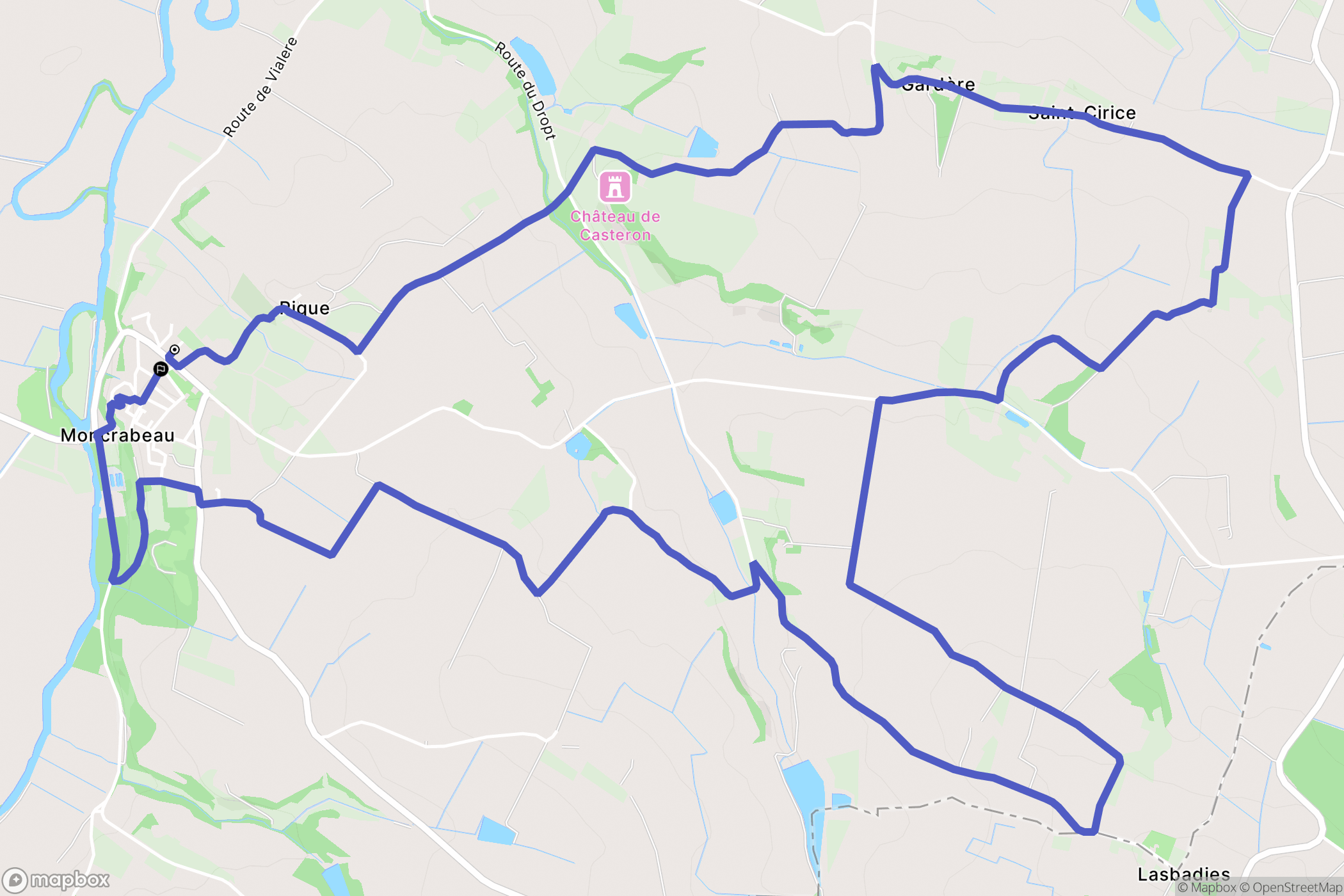 Moncrabeau : carte du parcours de randonnée - France