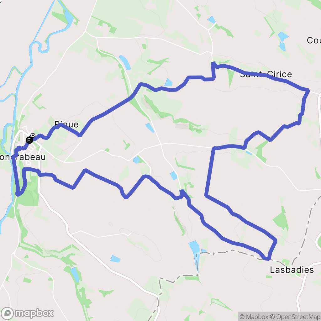 Moncrabeau : carte du parcours de randonnée - France