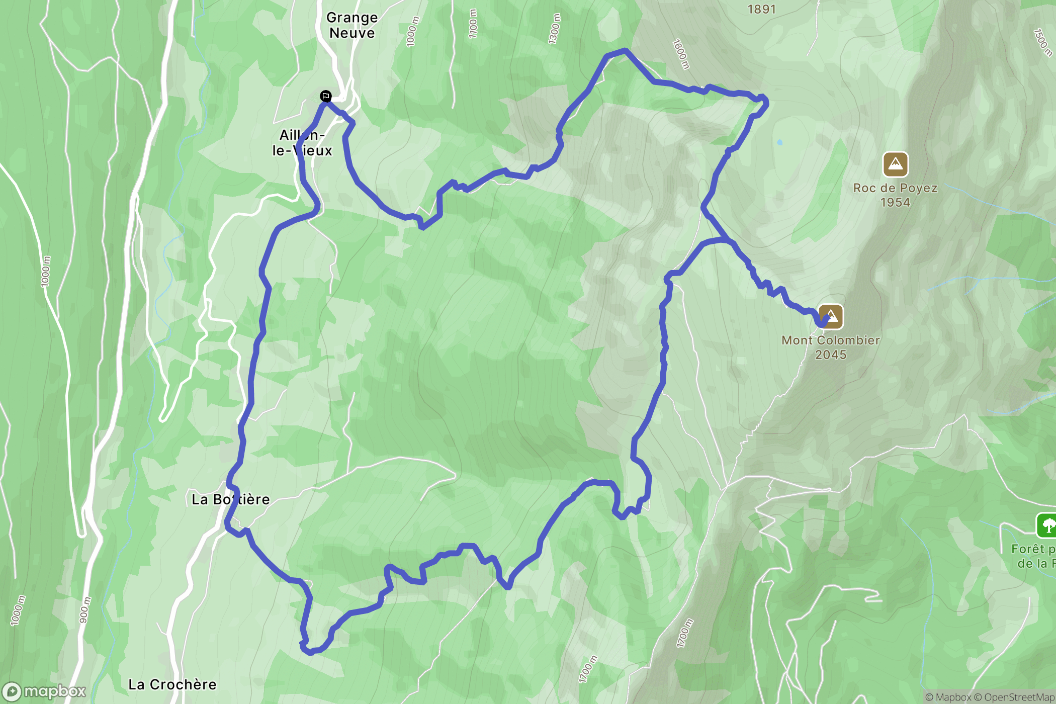 Aillon-le-Vieux : carte du parcours de randonnée - France