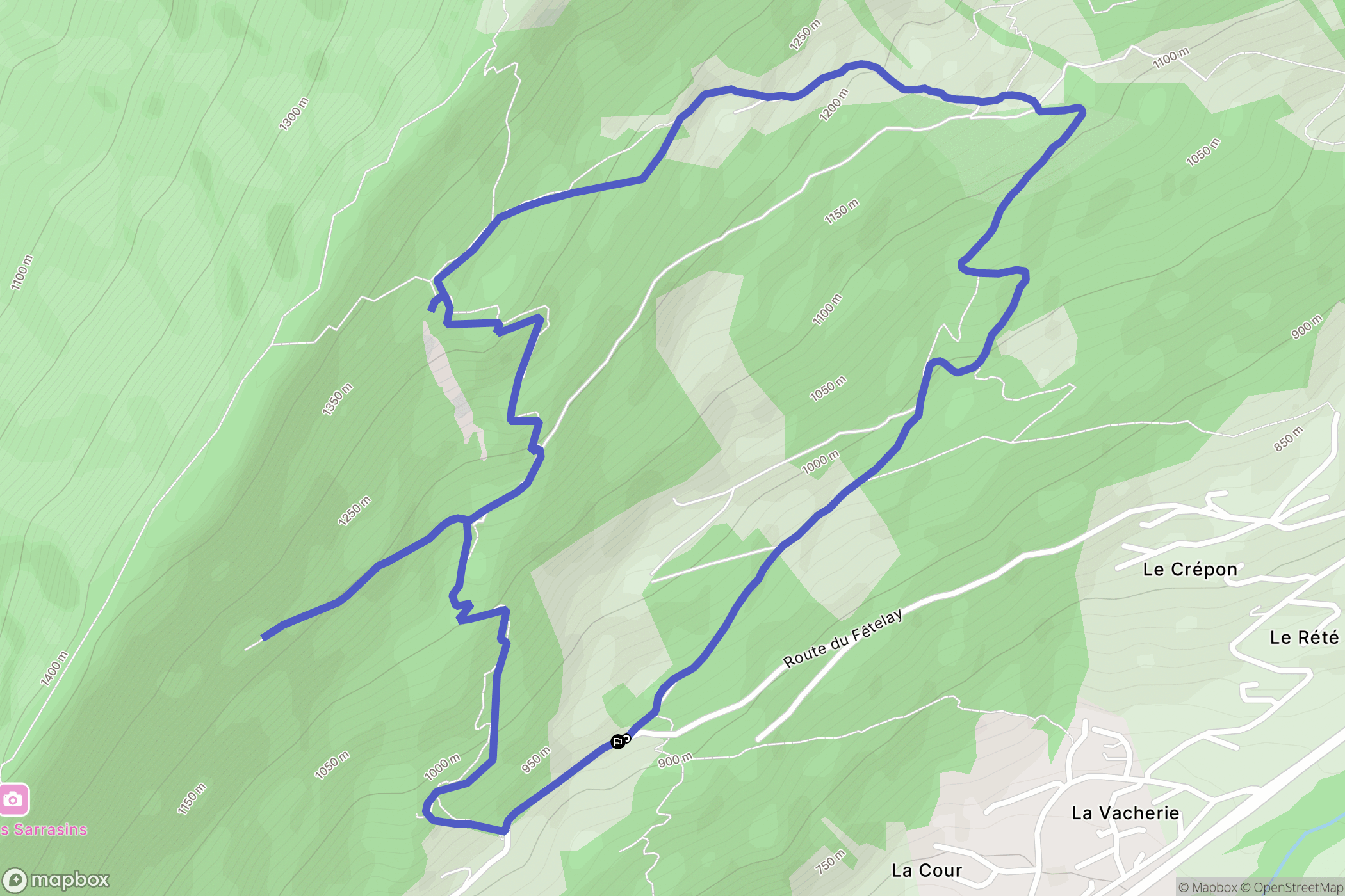 Thônes : carte du parcours de randonnée - France
