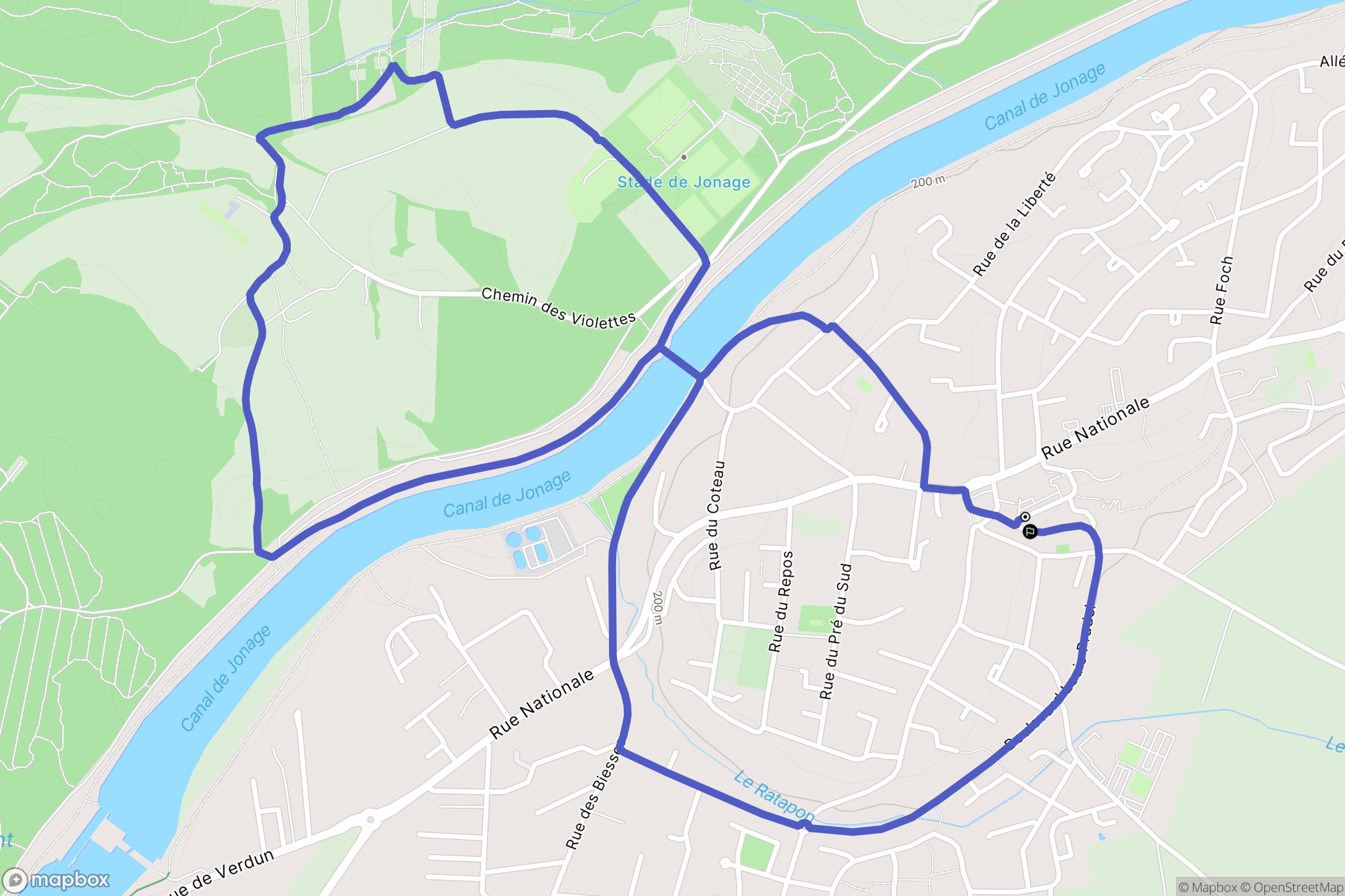 Jonage : carte du parcours de randonnée - France