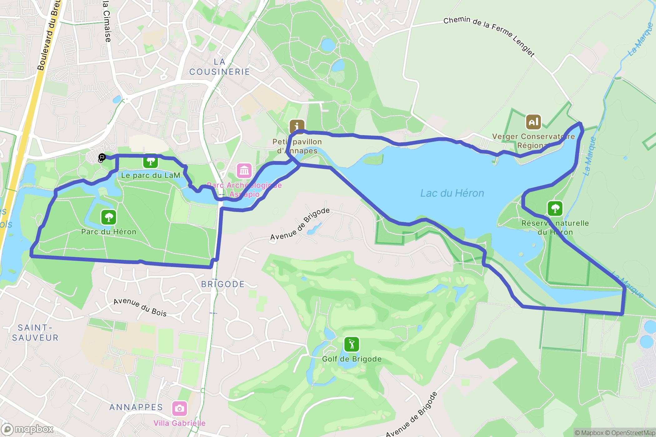 Villeneuve-d'Ascq : carte du parcours de randonnée - France
