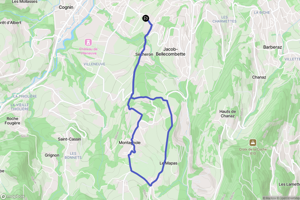 Jacob-Bellecombette : carte du parcours de randonnée - France