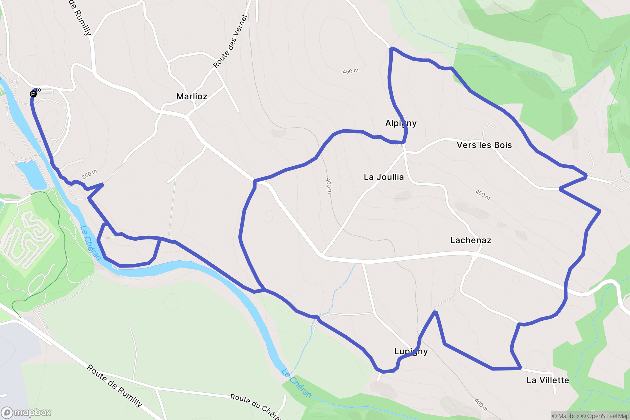 Boussy : carte du parcours de randonnée - France