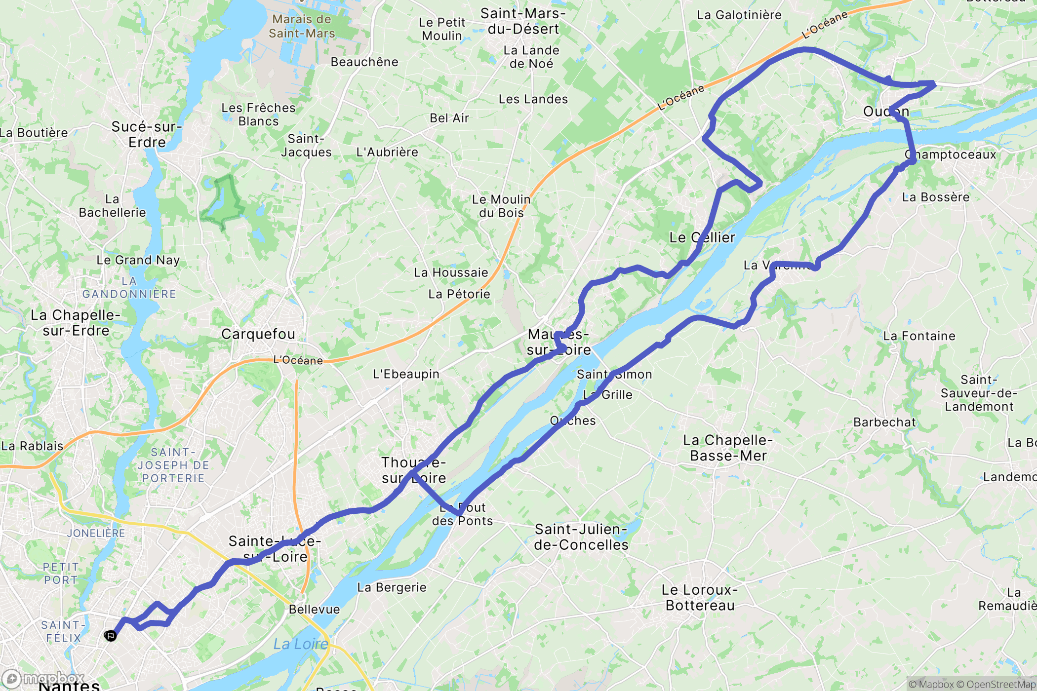 Nantes : carte du parcours de randonnée - France