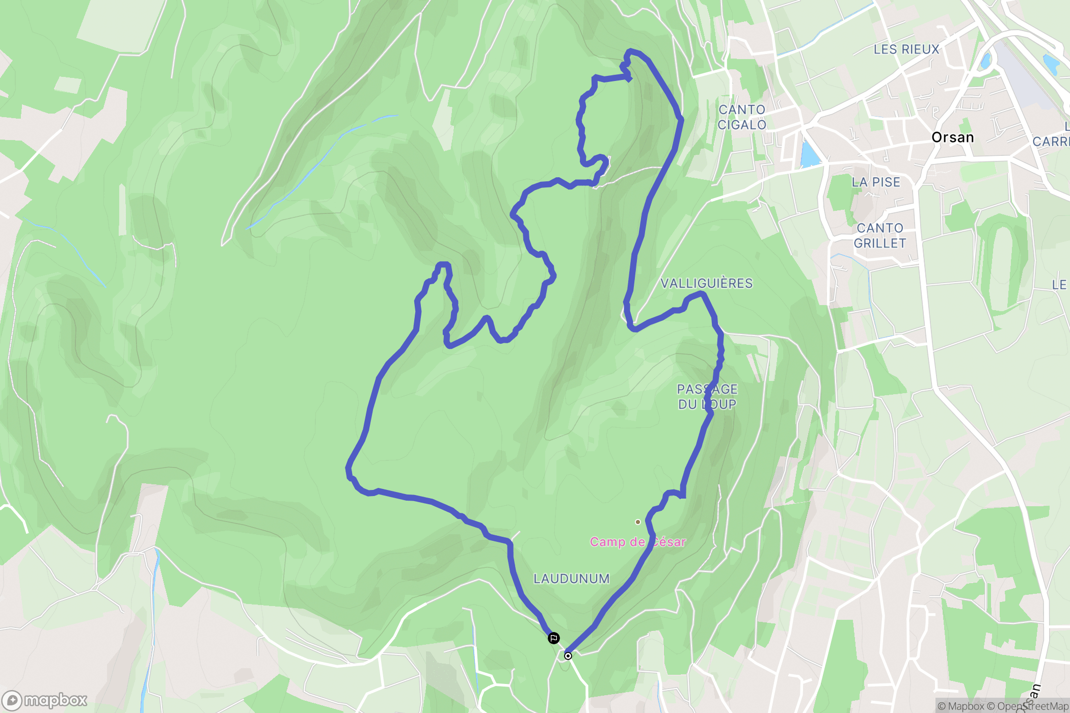 Laudun-l'Ardoise : carte du parcours de randonnée - France
