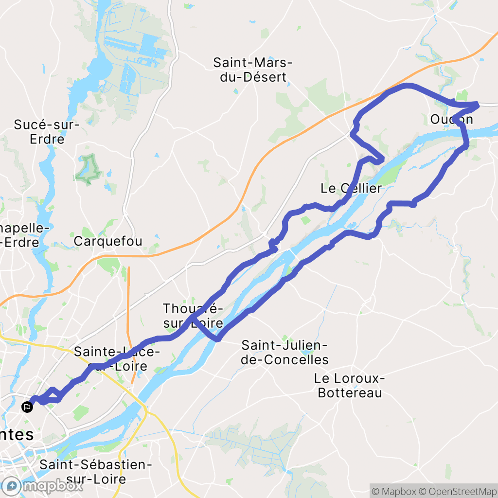 Nantes : carte du parcours de randonnée - France