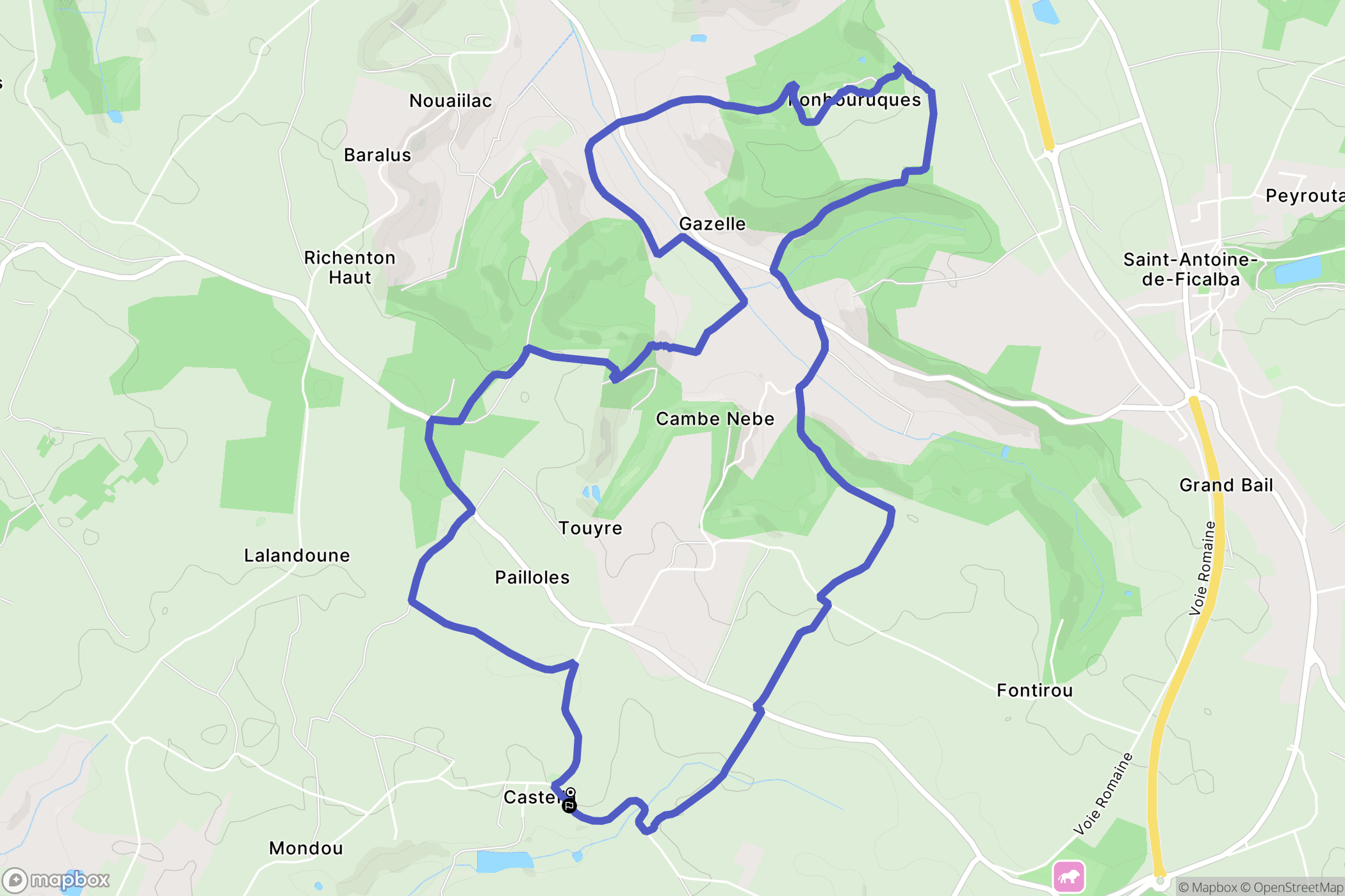 Castella : carte du parcours de randonnée - France