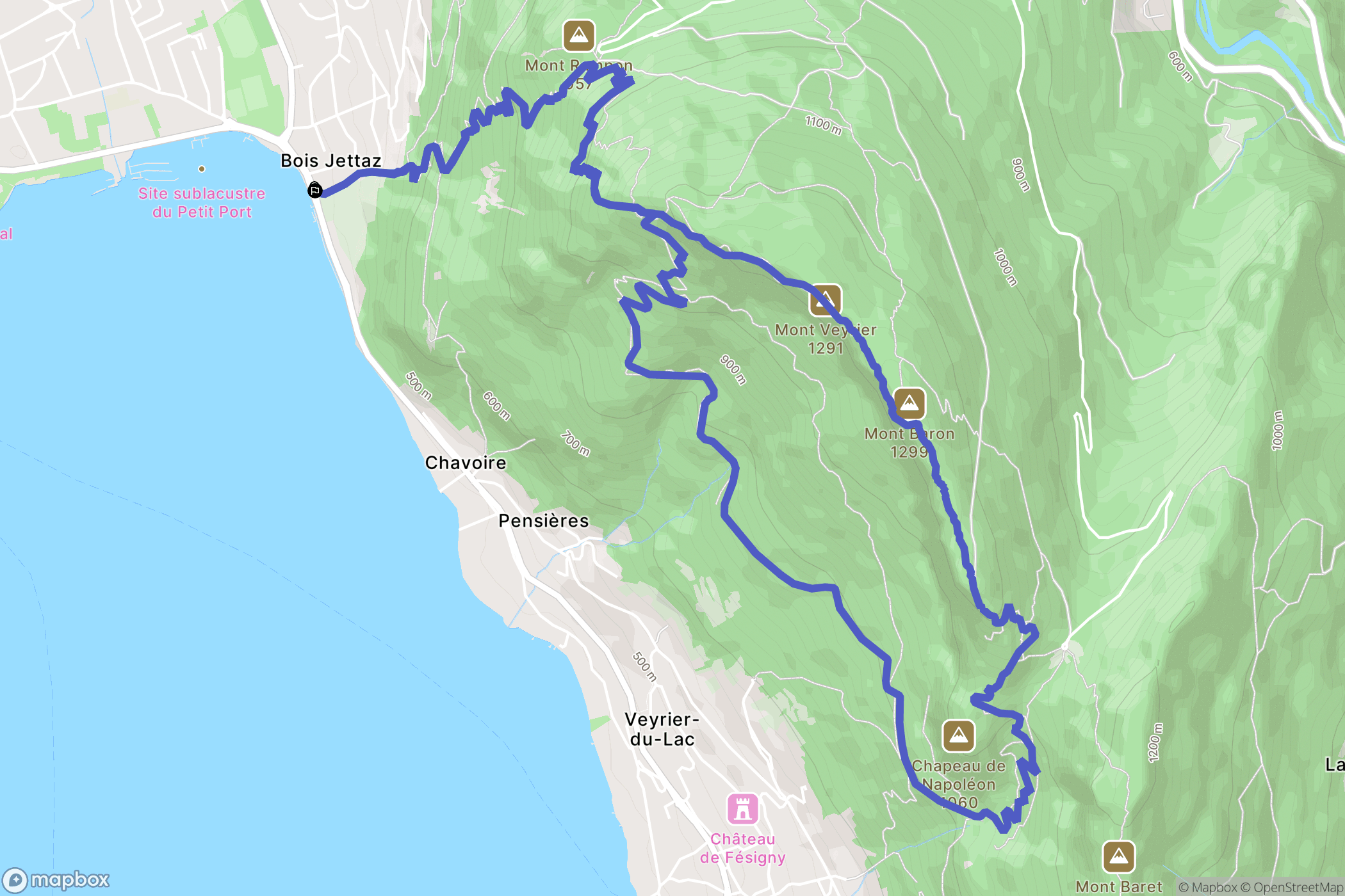 Annecy-le-Vieux : carte du parcours de randonnée - France