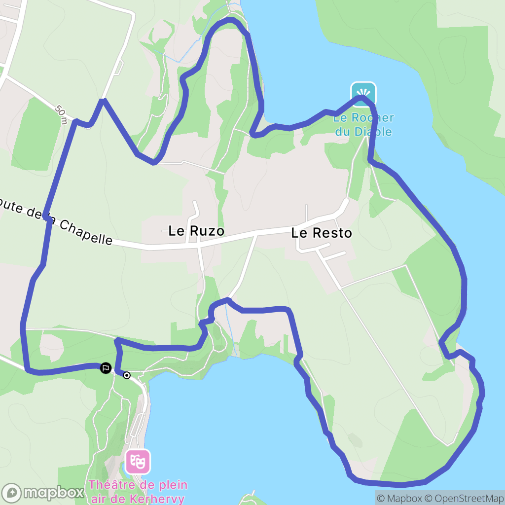 Lanester : carte du parcours de randonnée - France