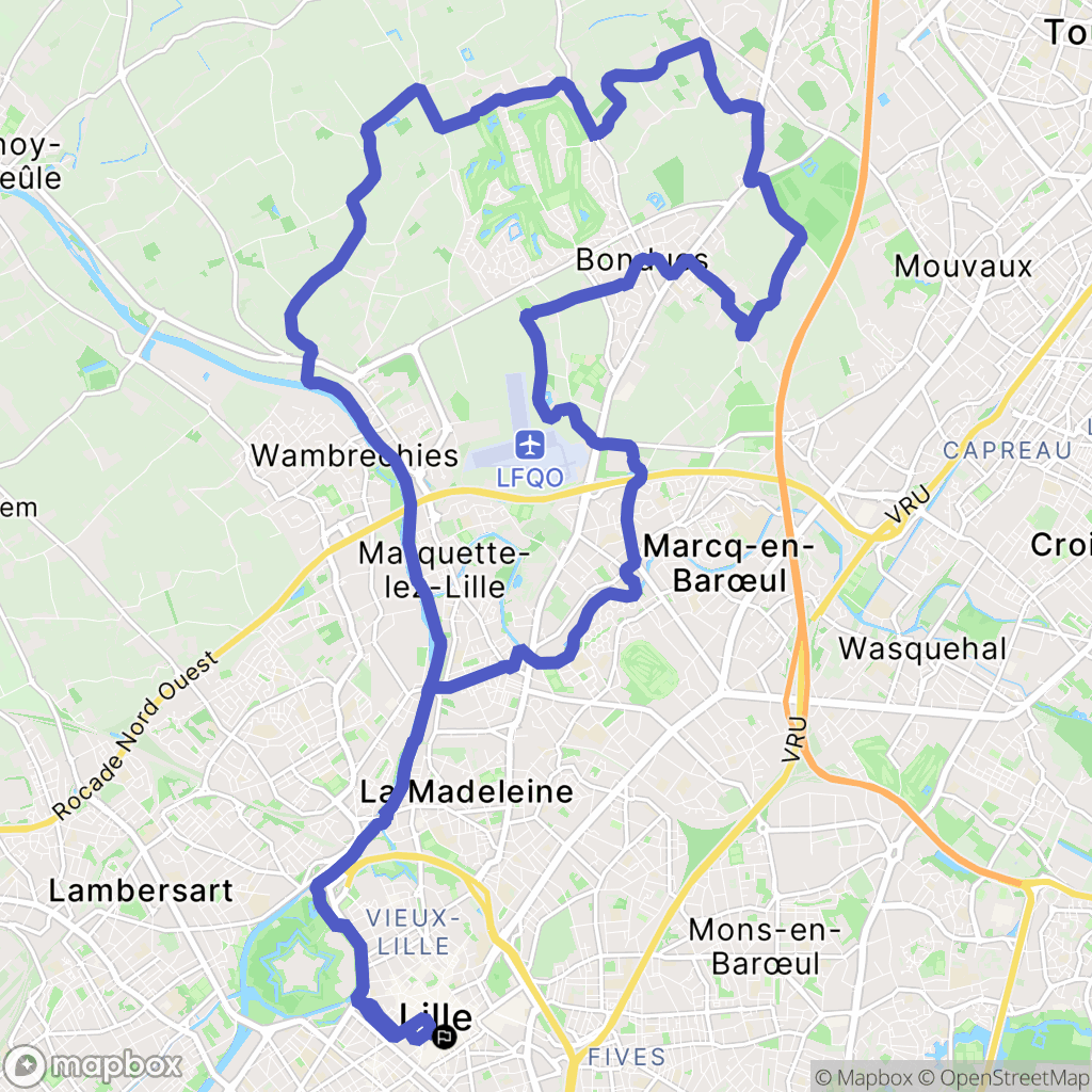 Lille : carte du parcours de randonnée - France