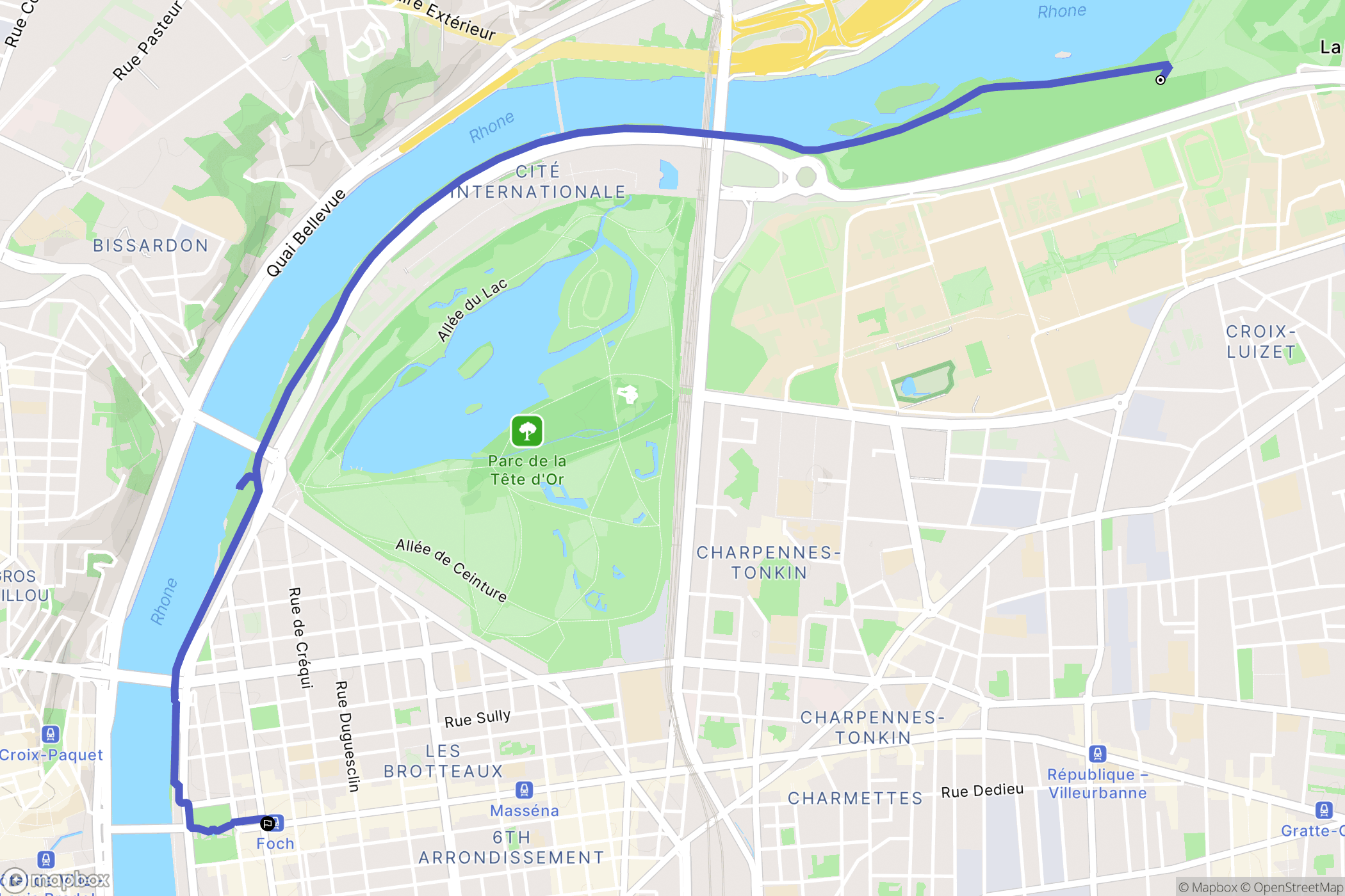 Lyon : carte du parcours de randonnée - France