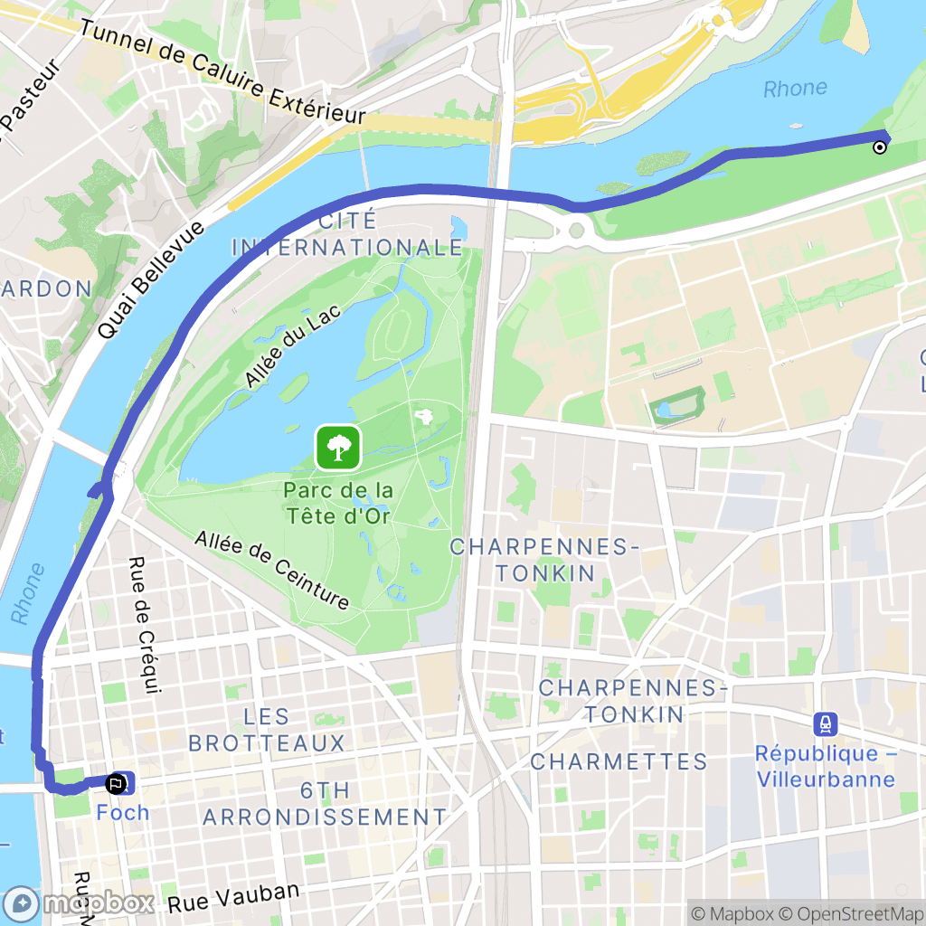 Lyon : carte du parcours de randonnée - France