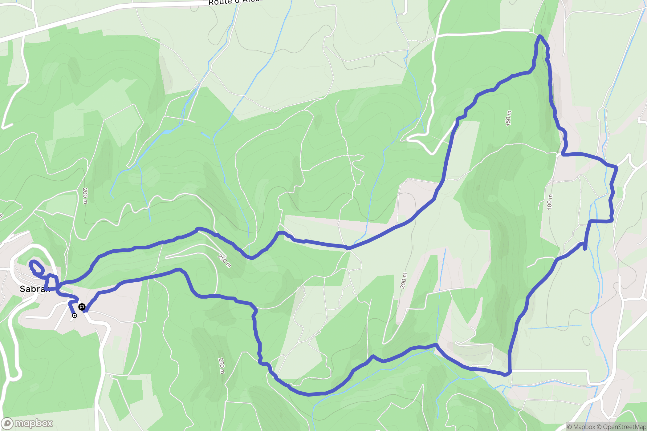 Sabran : carte du parcours de randonnée - France