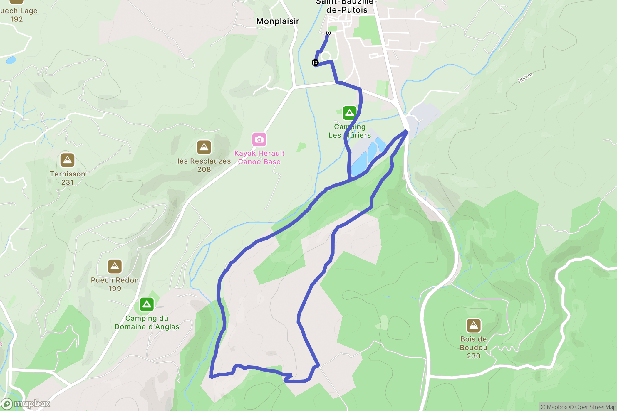 Saint-Bauzille-de-Putois : carte du parcours de randonnée - France
