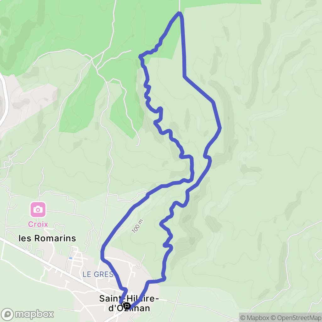 Saint-Hilaire-d'Ozilhan : carte du parcours de randonnée - France