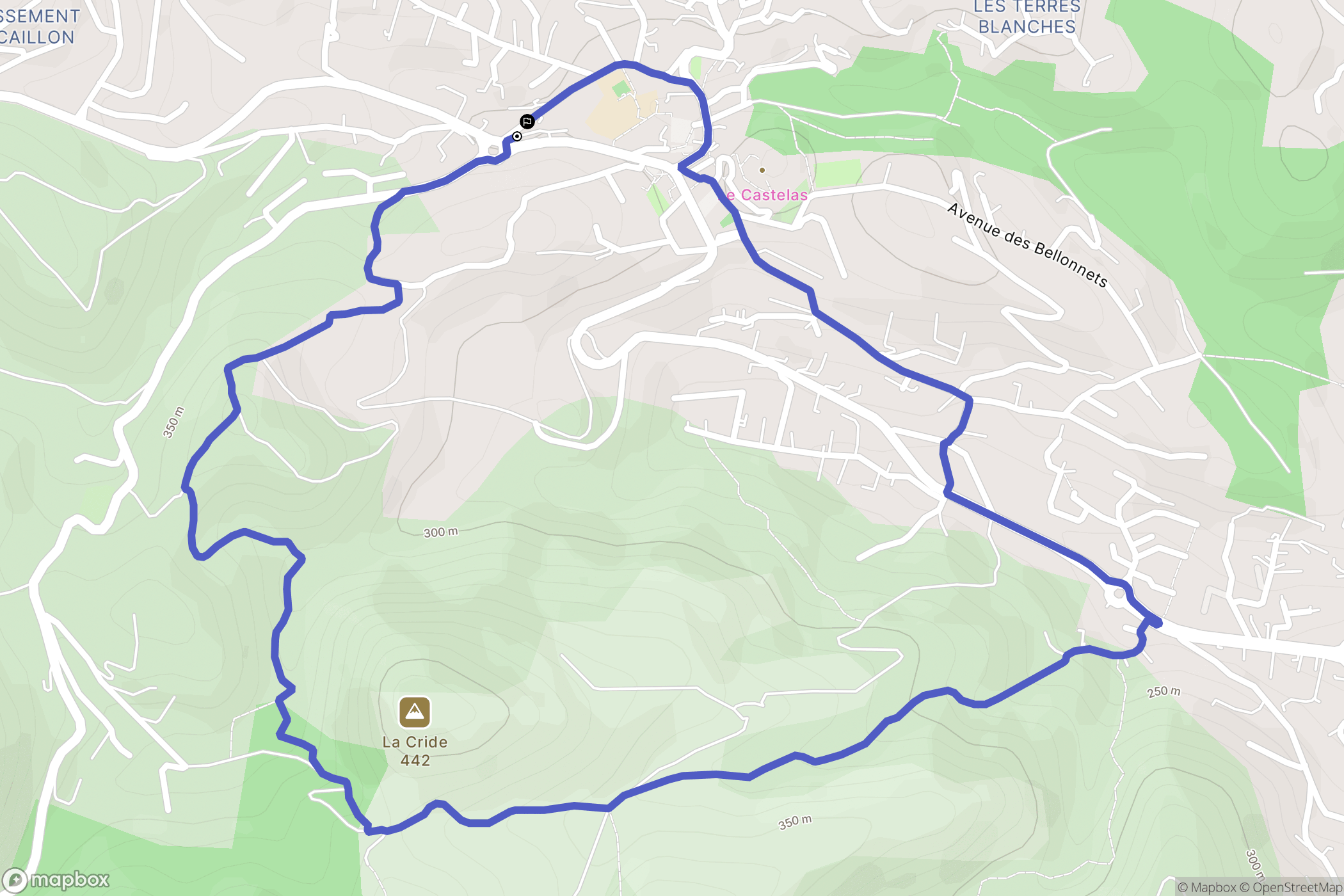Peypin : carte du parcours de randonnée - France