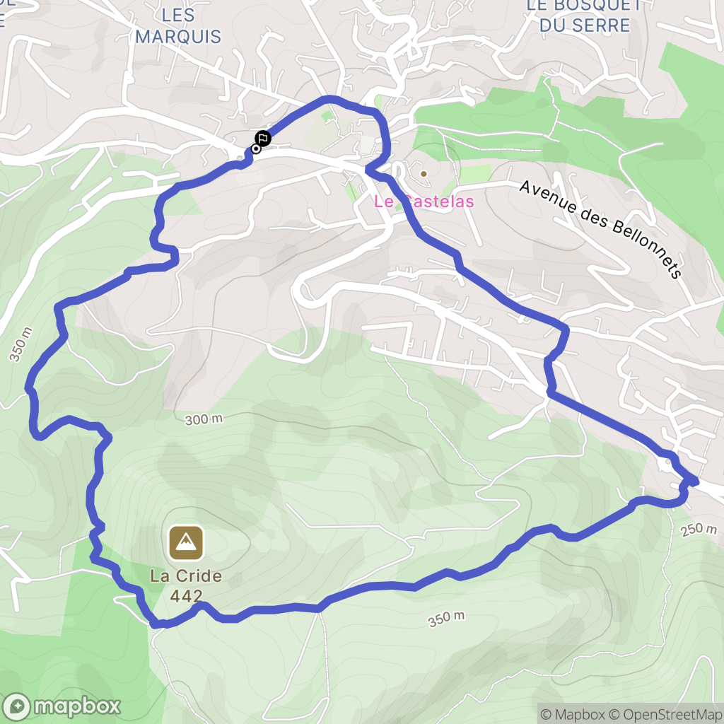 Peypin : carte du parcours de randonnée - France