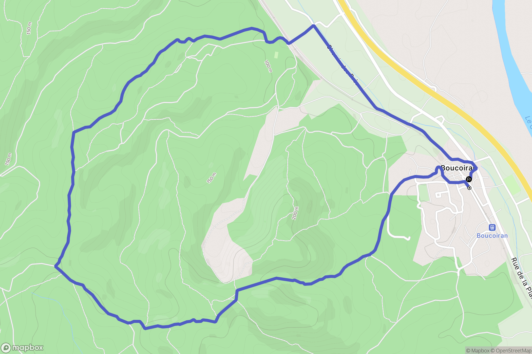 Boucoiran-et-Nozières : carte du parcours de randonnée - France