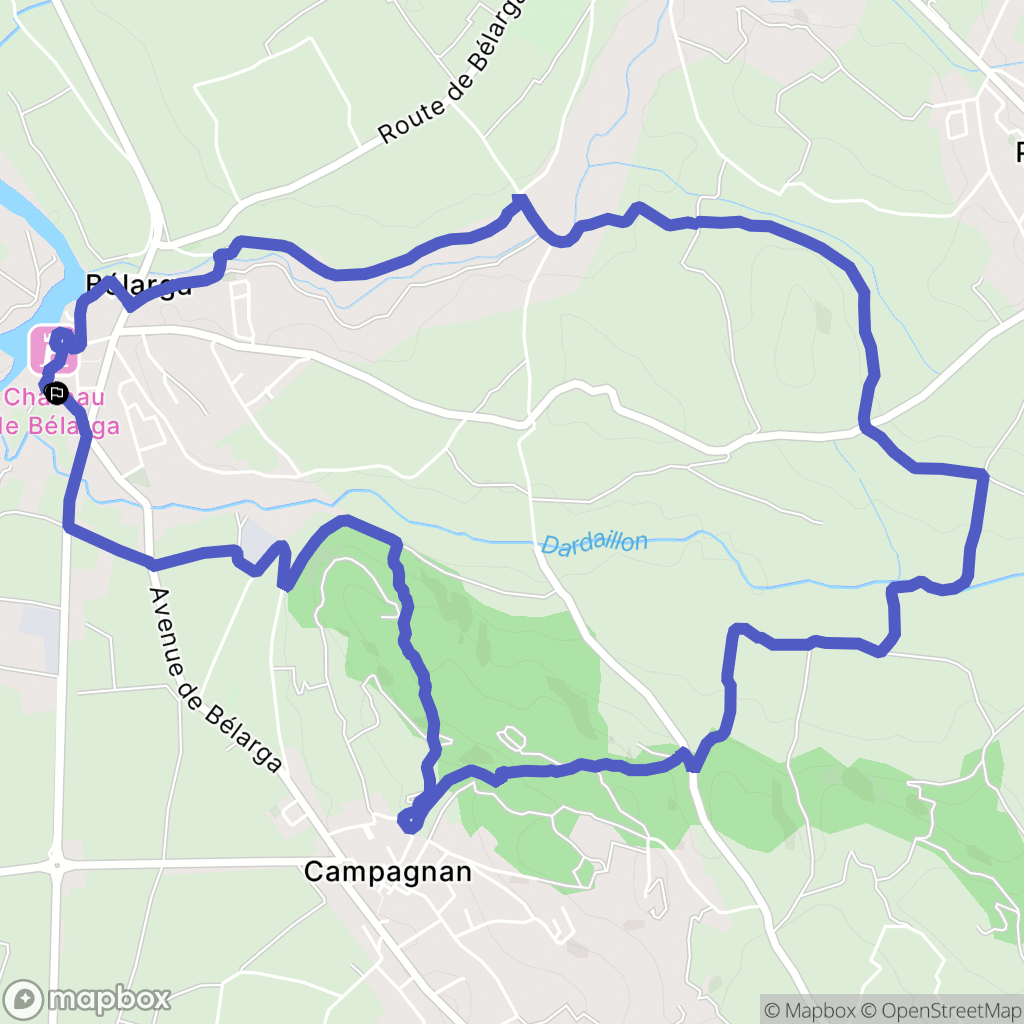 Bélarga : carte du parcours de randonnée - France