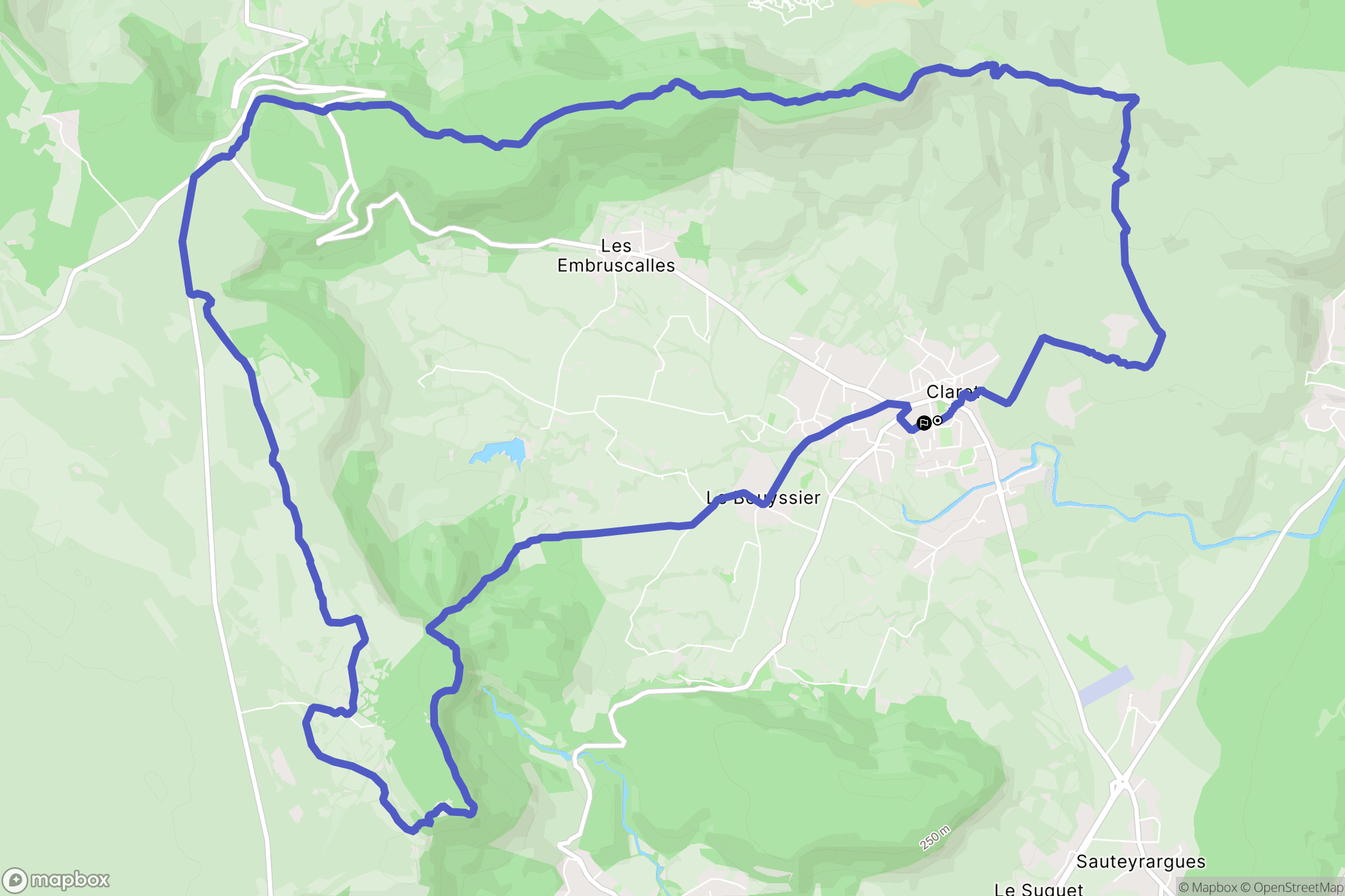 Claret : carte du parcours de randonnée - France
