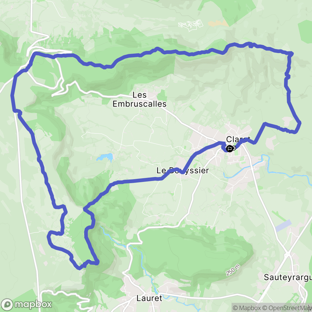 Claret : carte du parcours de randonnée - France