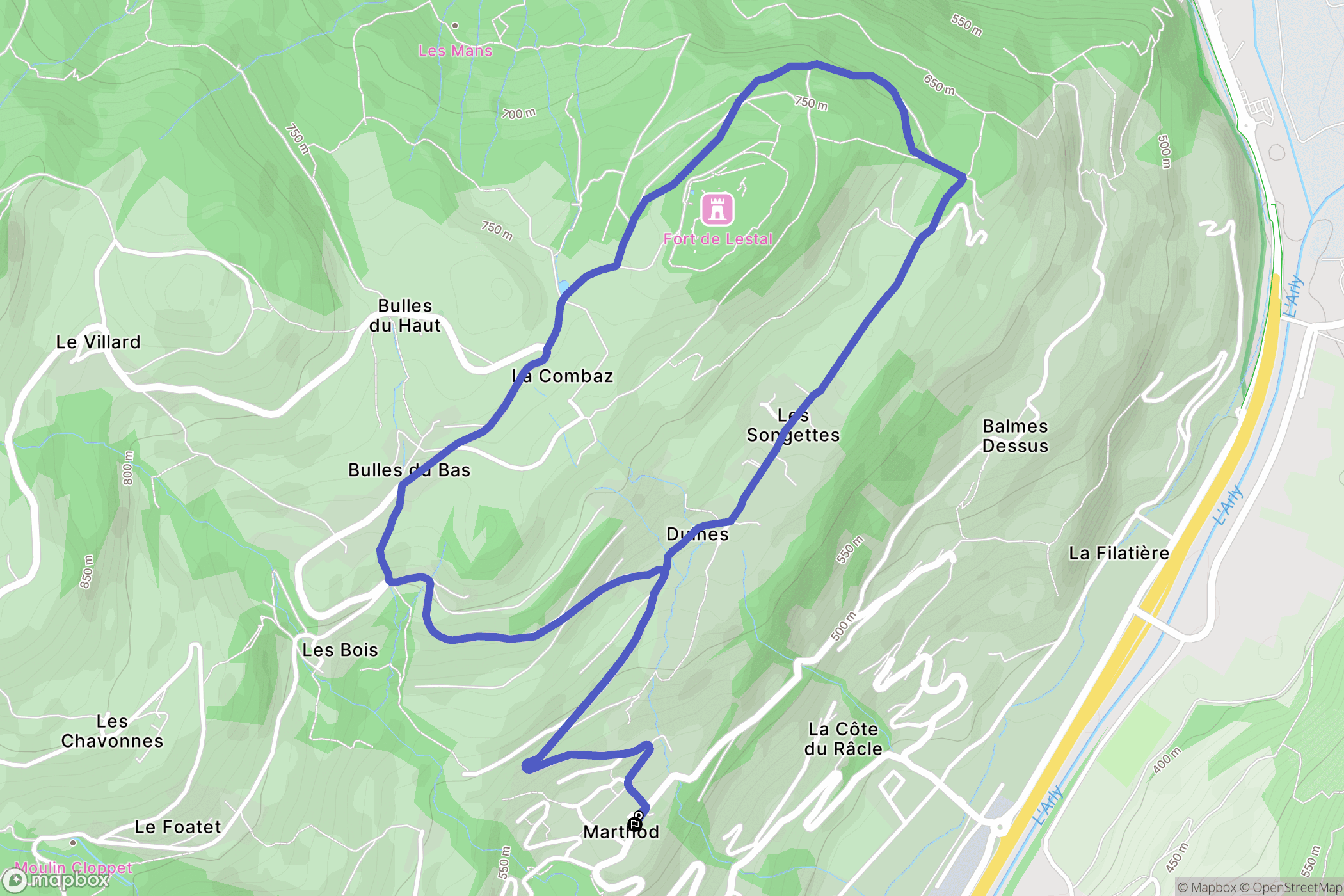 Marthod : carte du parcours de randonnée - France