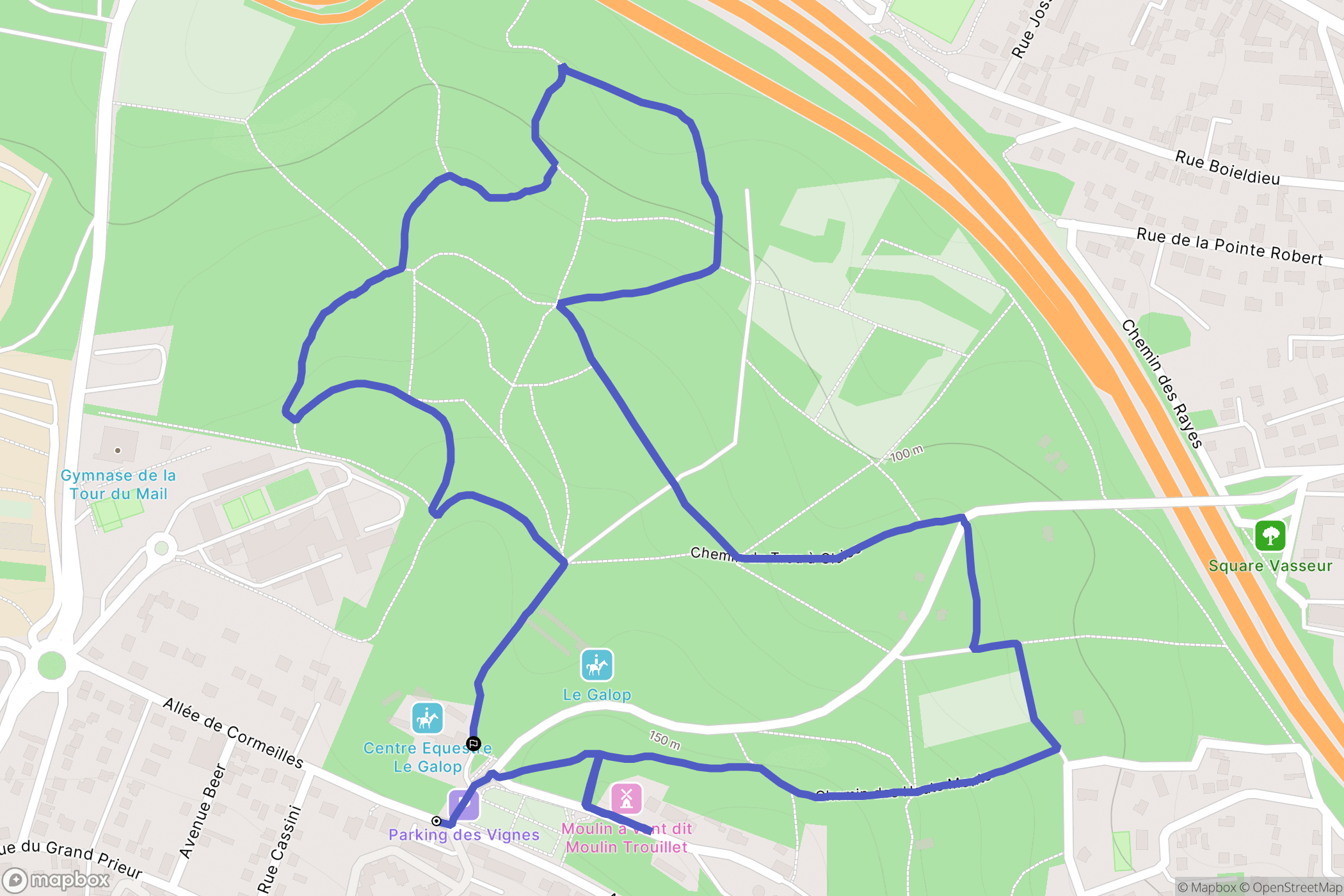 Sannois : carte du parcours de randonnée - France