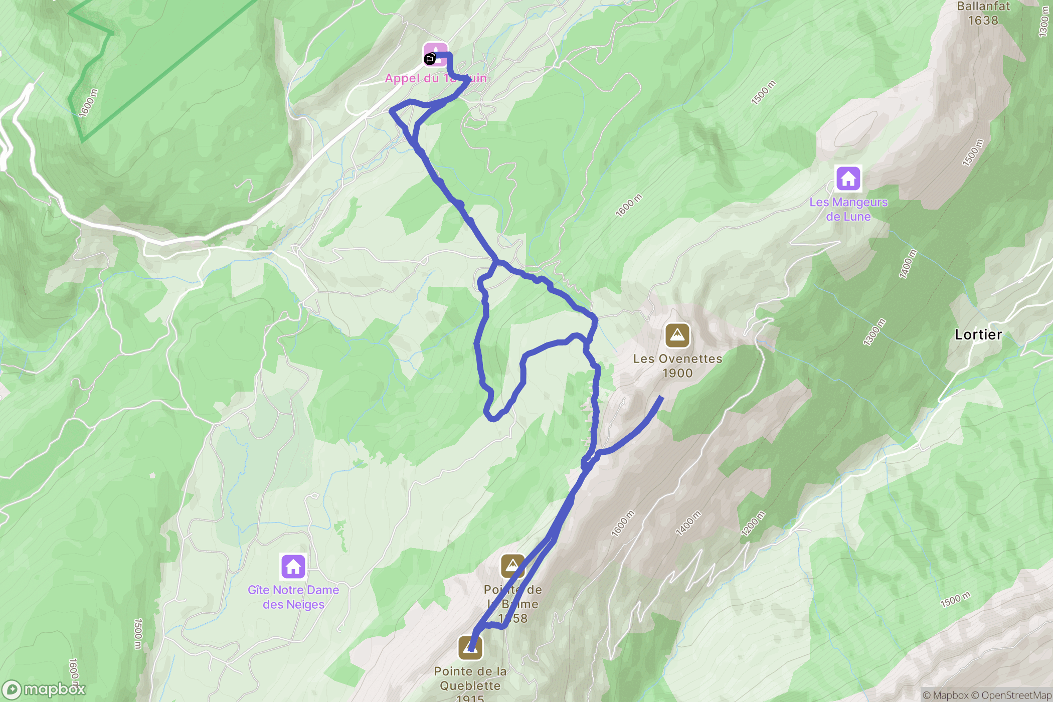Fillière : carte du parcours de randonnée - France