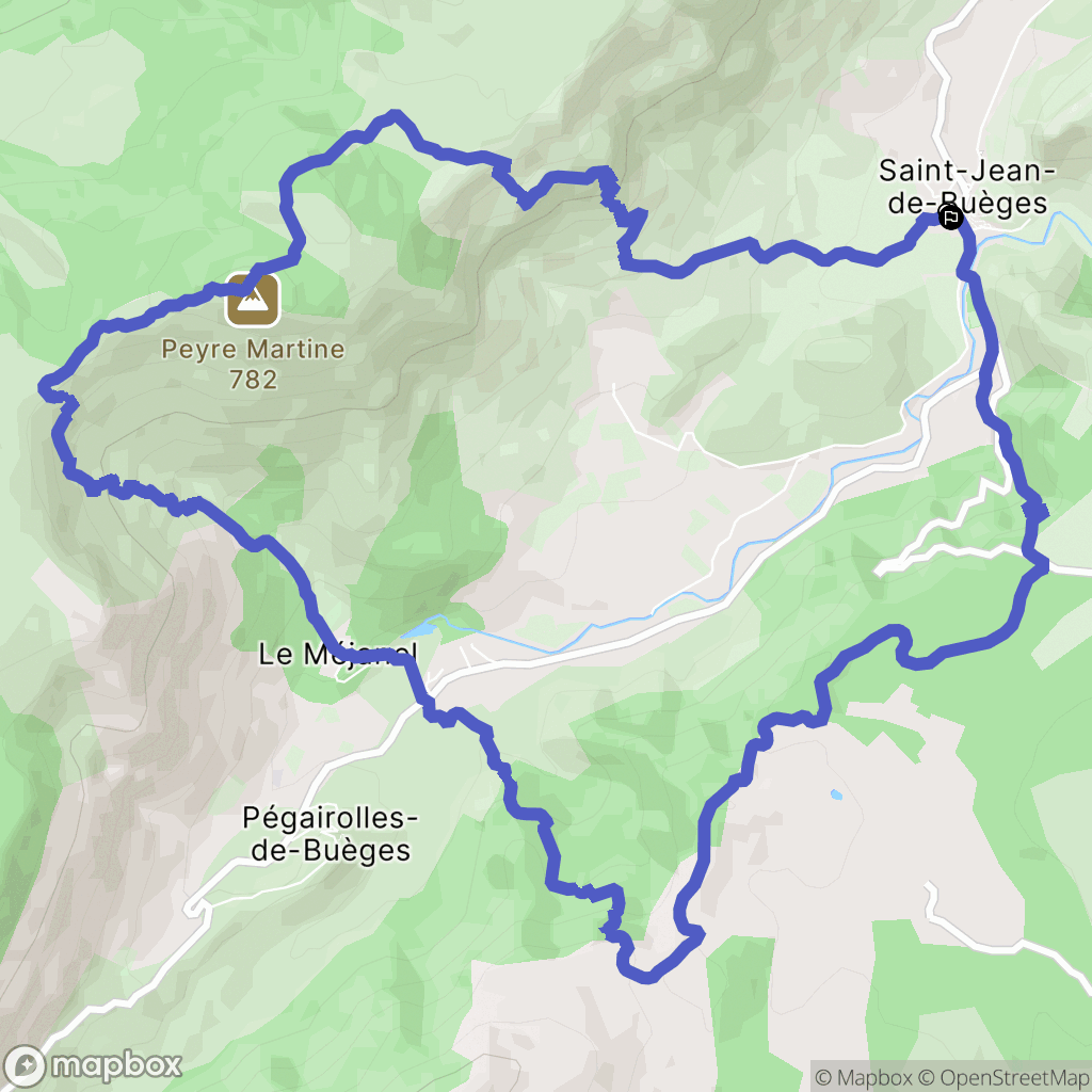 Saint-Jean-de-Buèges : carte du parcours de randonnée - France