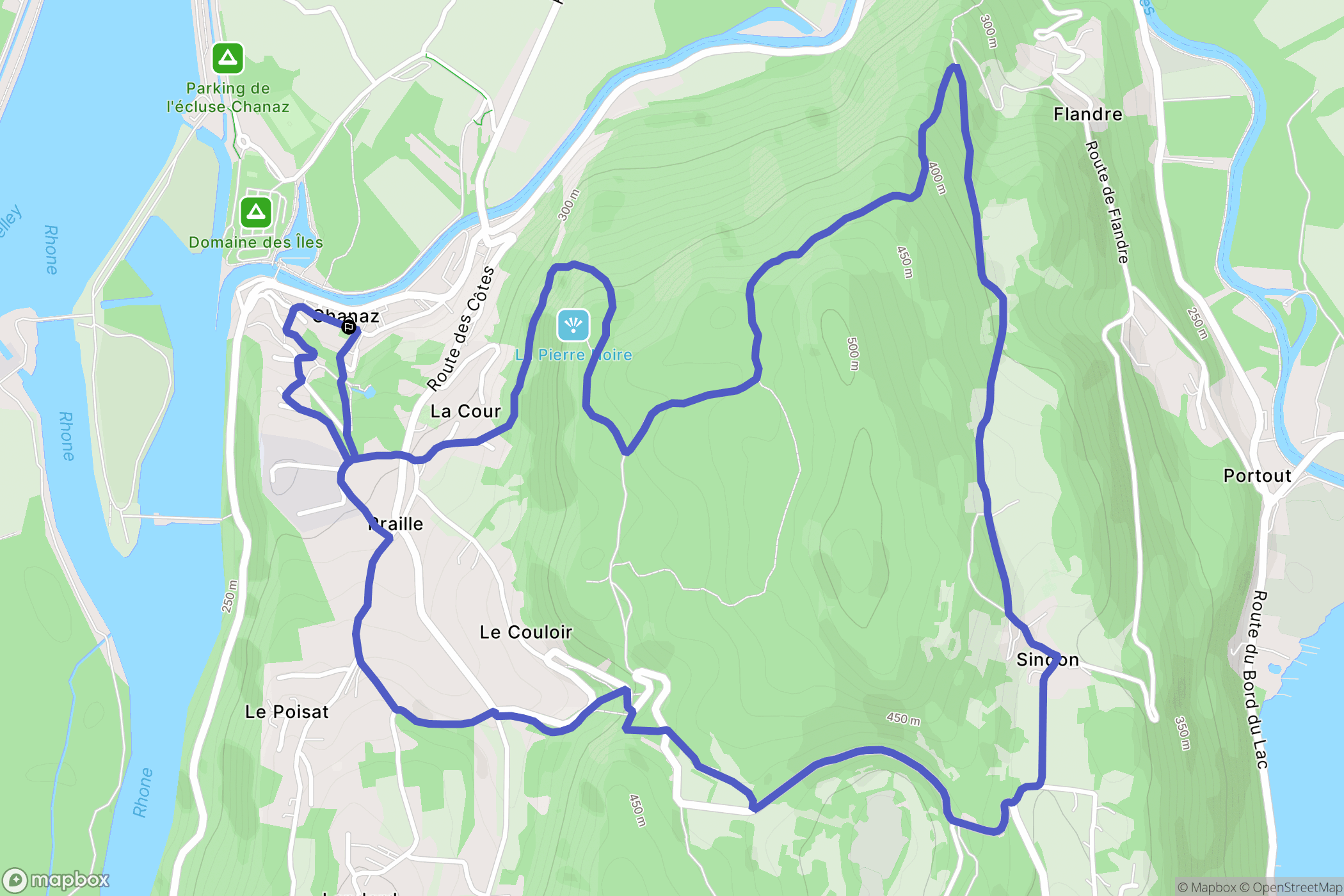 Chanaz : carte du parcours de randonnée - France