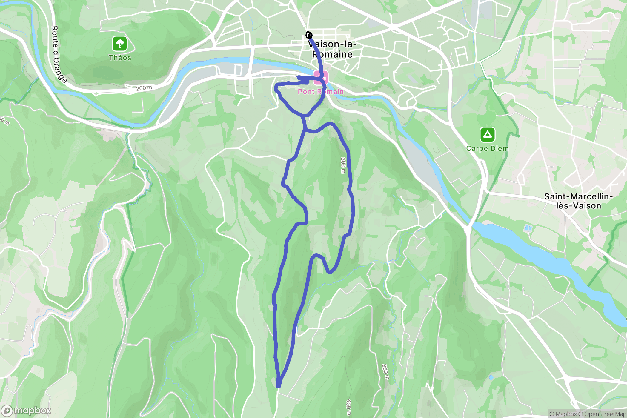 Vaison-la-Romaine : carte du parcours de randonnée - France