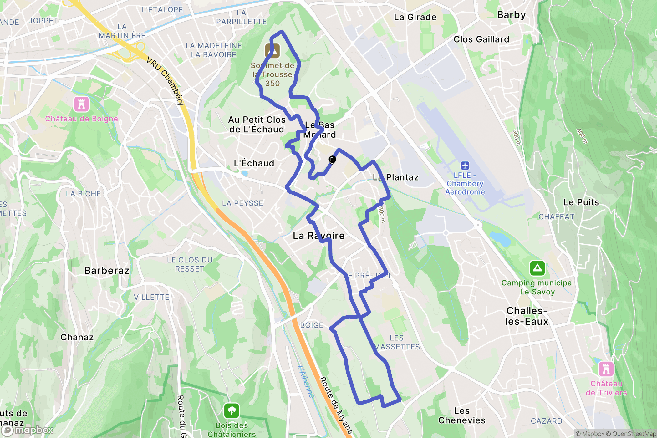 La Ravoire : carte du parcours de randonnée - France