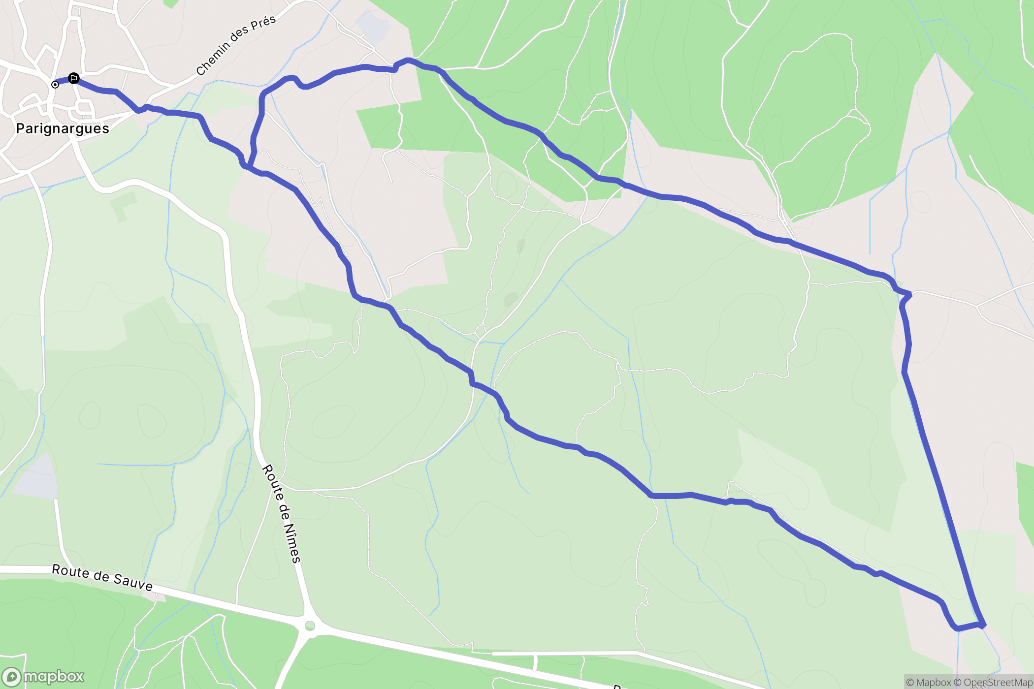 Parignargues : carte du parcours de randonnée - France