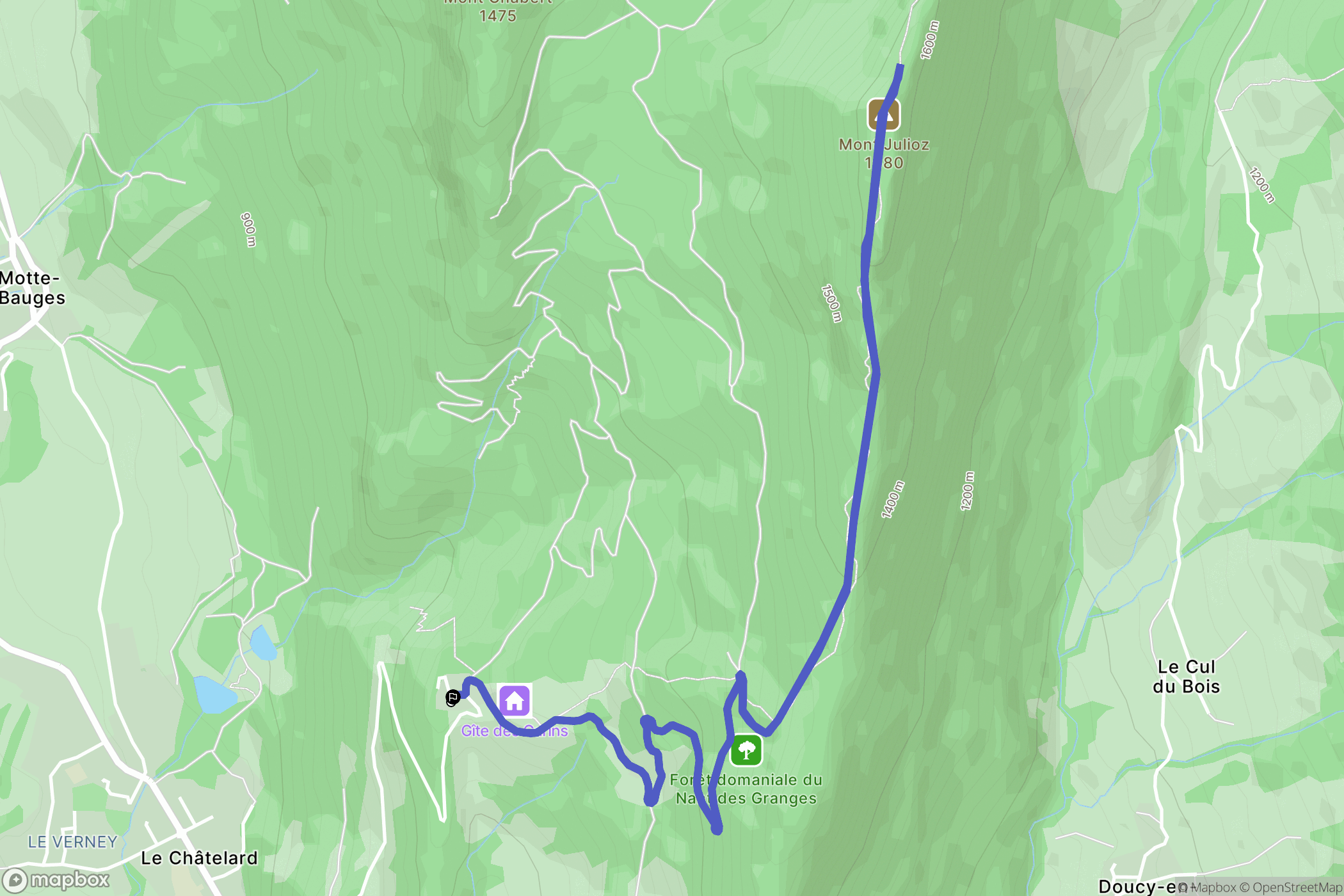 Le Châtelard : carte du parcours de randonnée - France