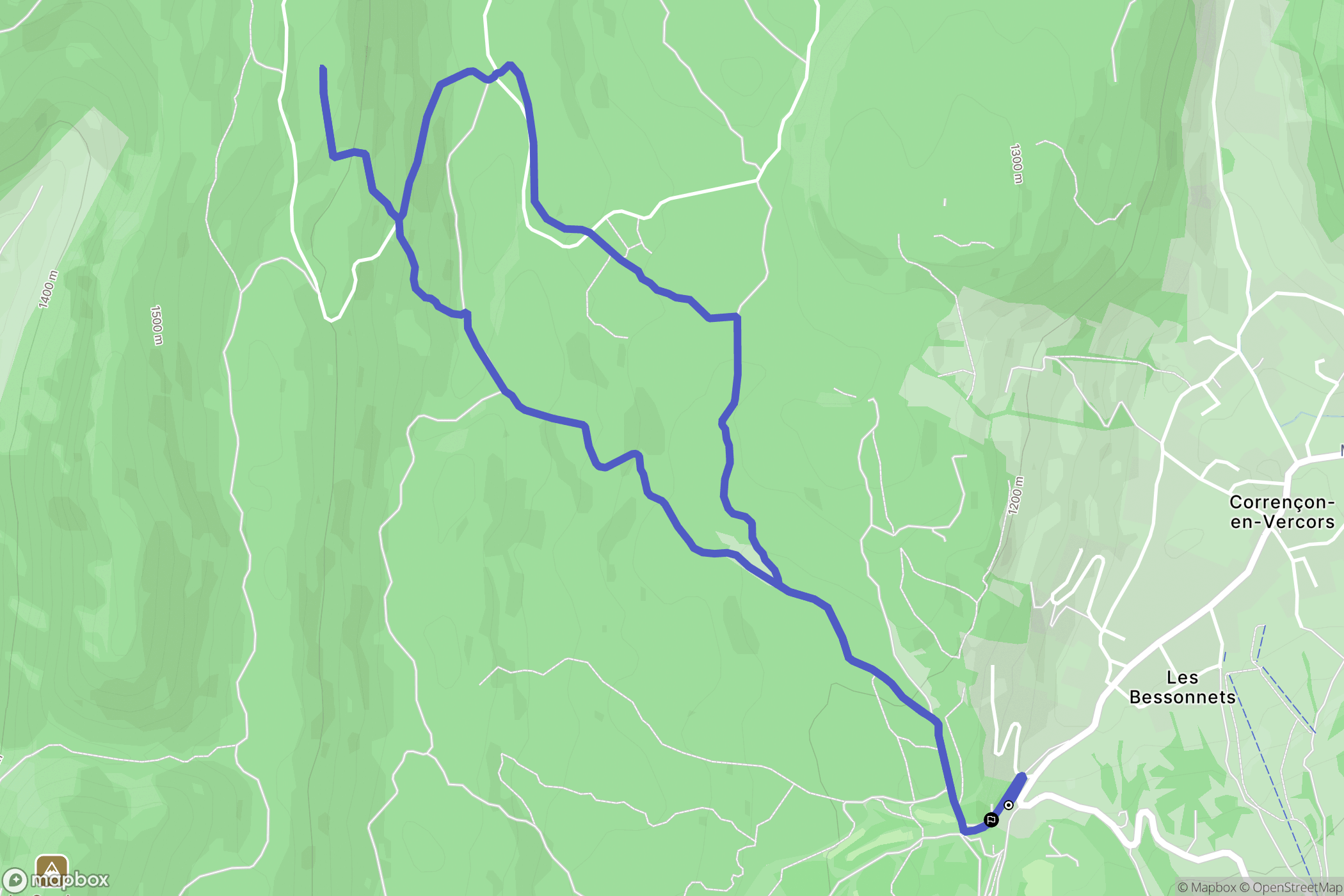 Corrençon-en-Vercors : carte du parcours de randonnée - France