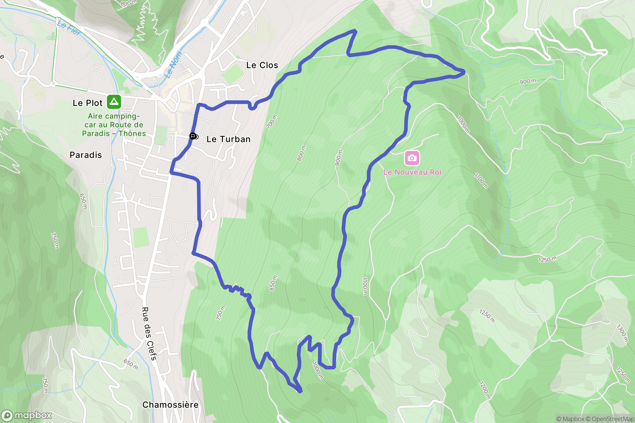 Thônes : carte du parcours de randonnée - France