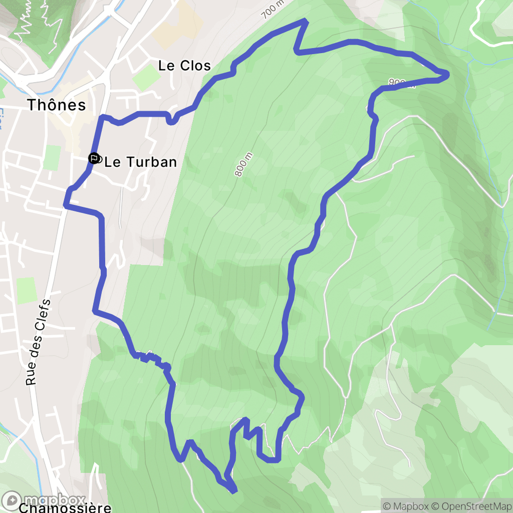 Thônes : carte du parcours de randonnée - France