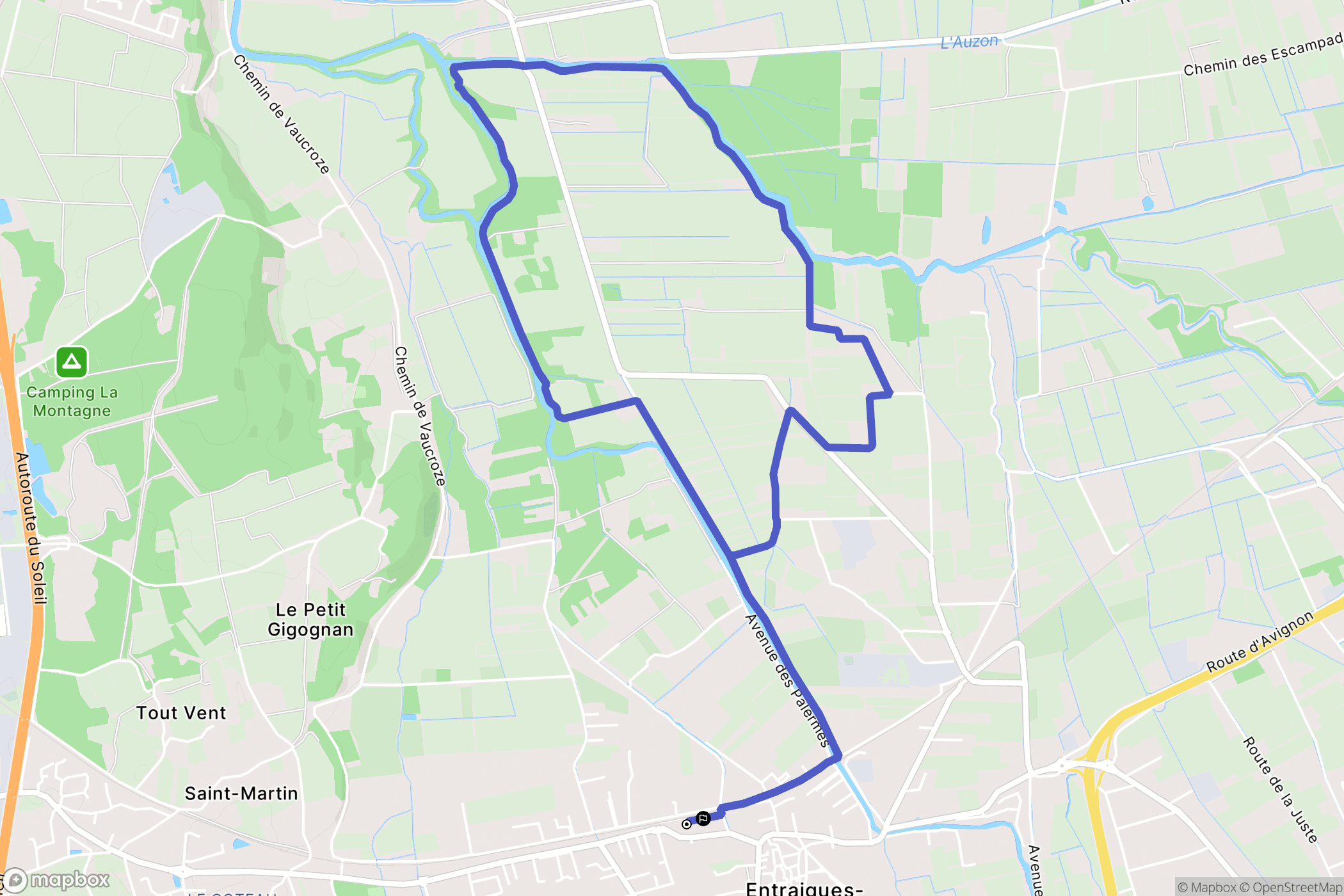 Entraigues-sur-la-Sorgue : carte du parcours de randonnée - France